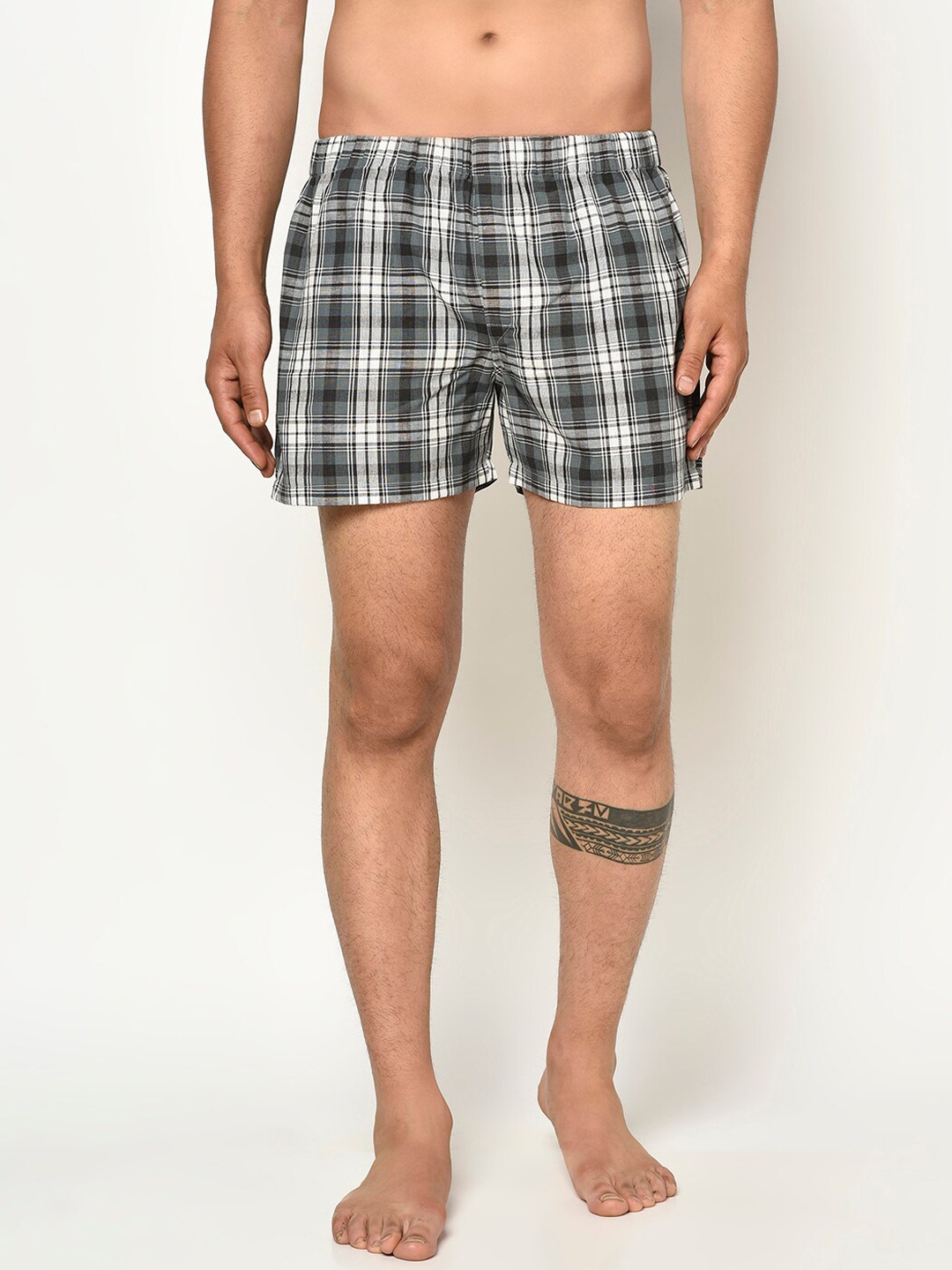 

GLITO Men Checked Pure Cotton Boxer BXR#09-S, White