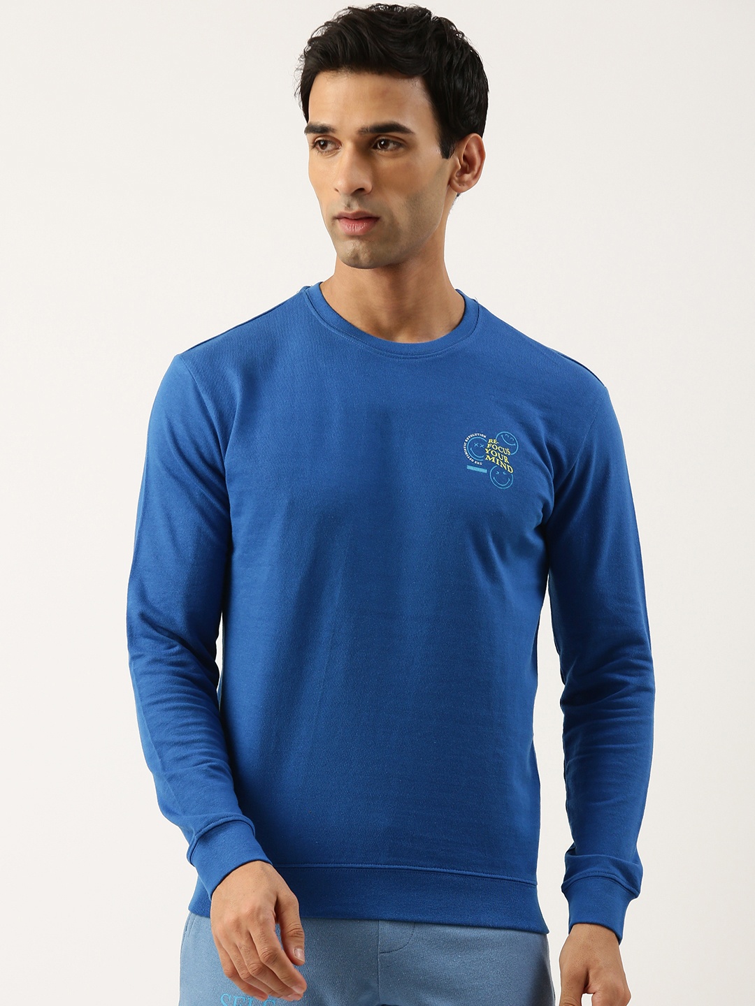 

Smiley Men Graphic Printed Sweatshirt, Blue