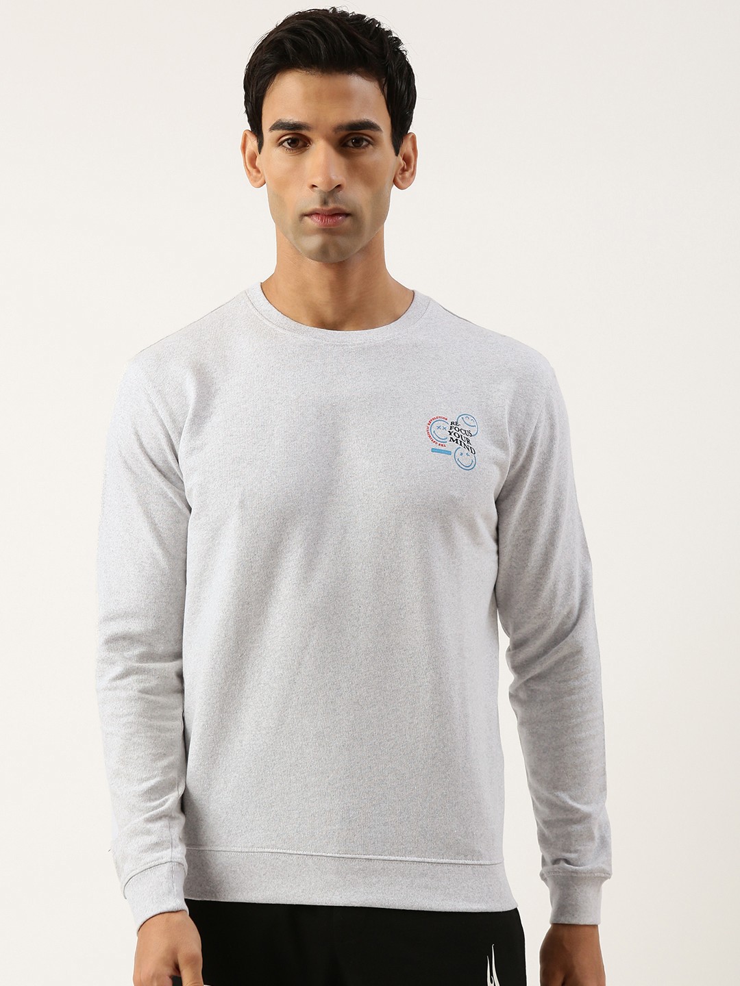 

Smiley Men Graphic Printed Sweatshirt, Grey