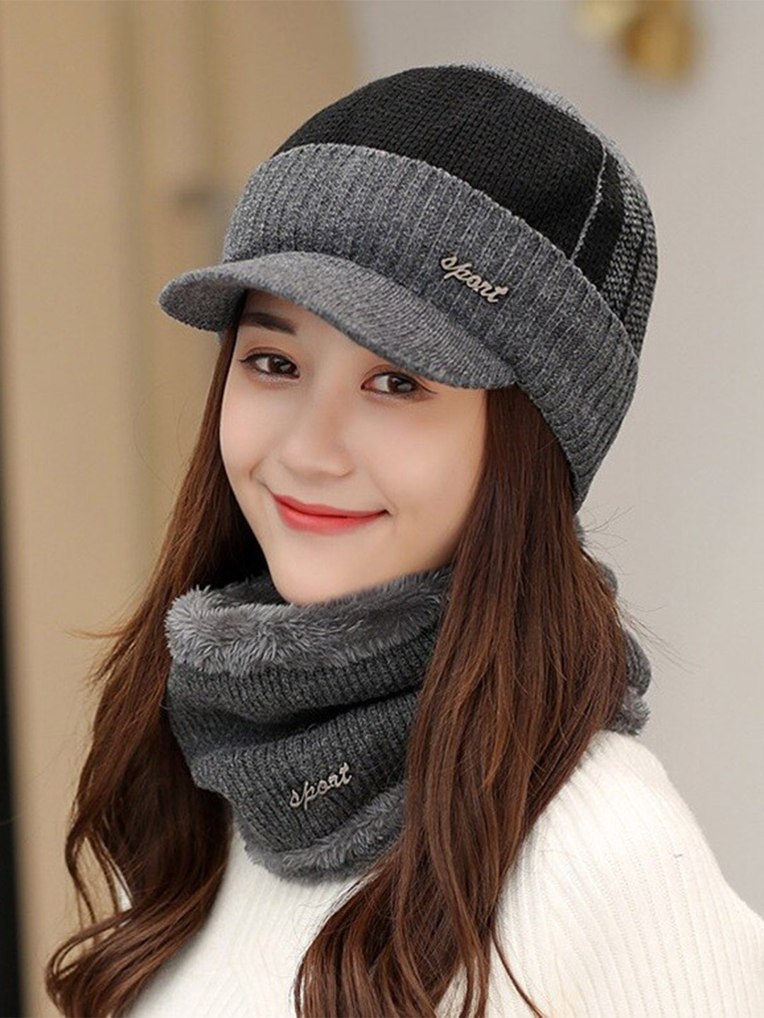 

Alexvyan Women Self Design Beanie, Grey