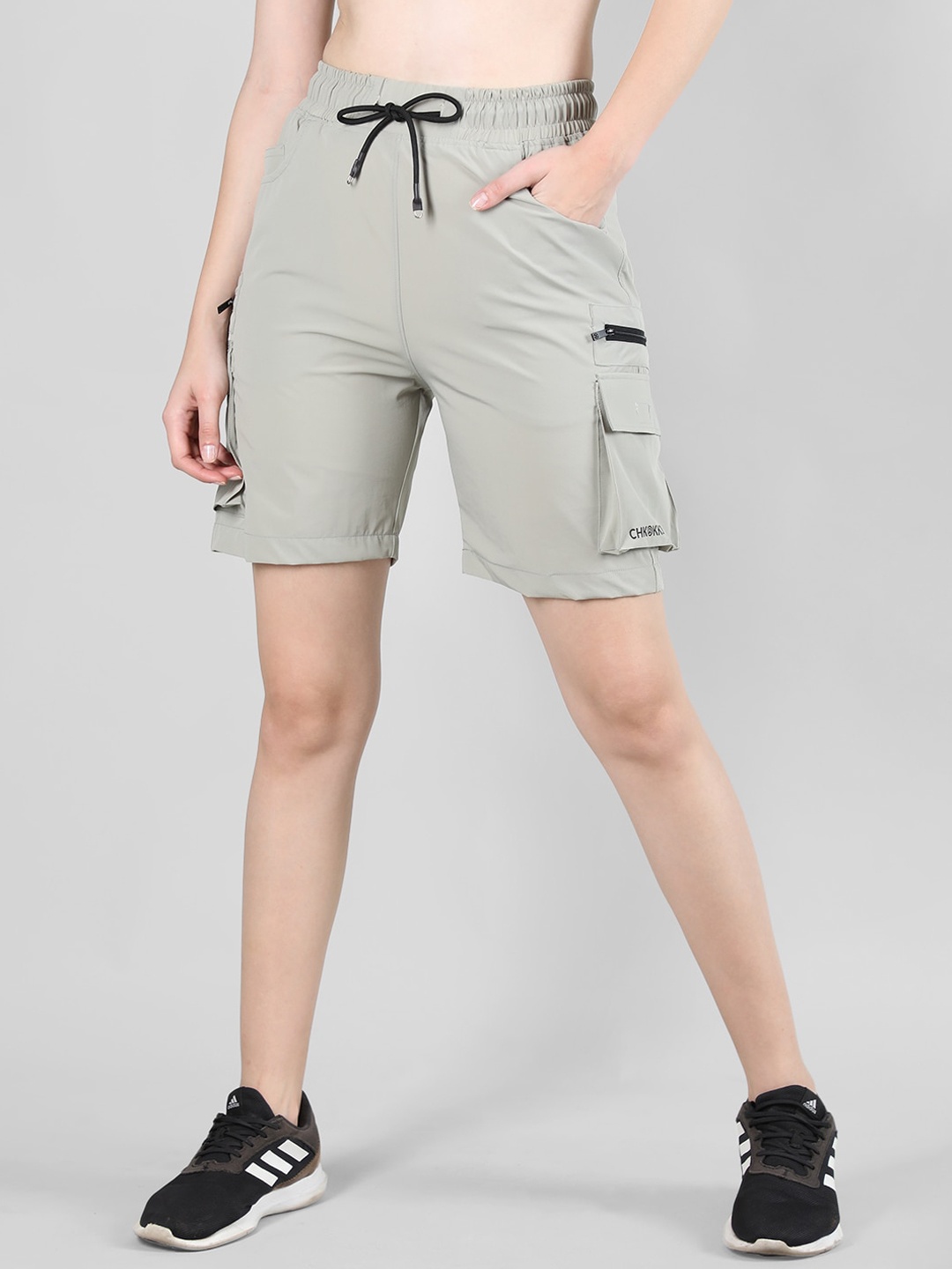 

CHKOKKO Women Mid-Rise Cargo Shorts, Green