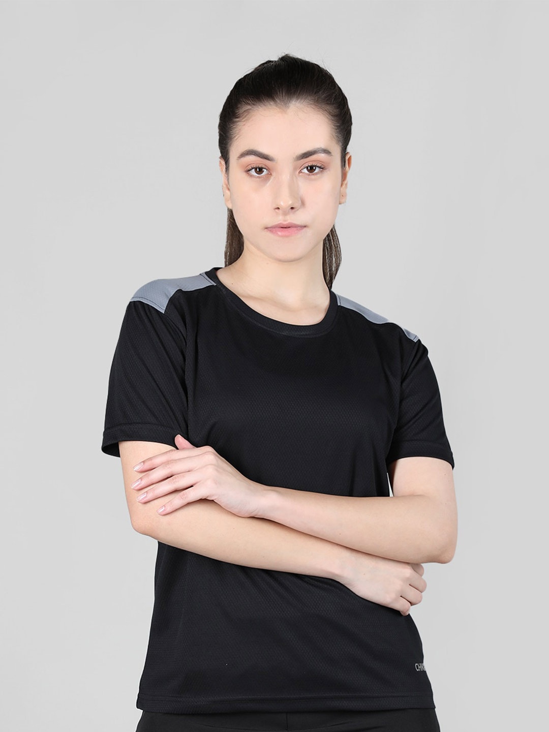 

CHKOKKO Round Neck Short Sleeves T-Shirt, Black
