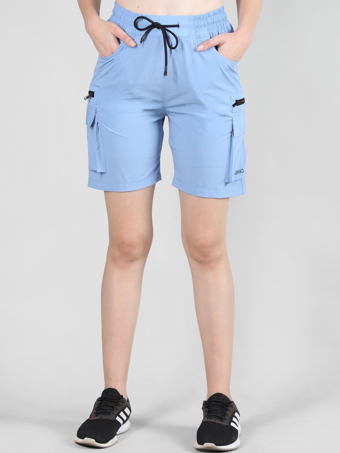 

CHKOKKO Women Mid-Rise Sports Shorts, Blue