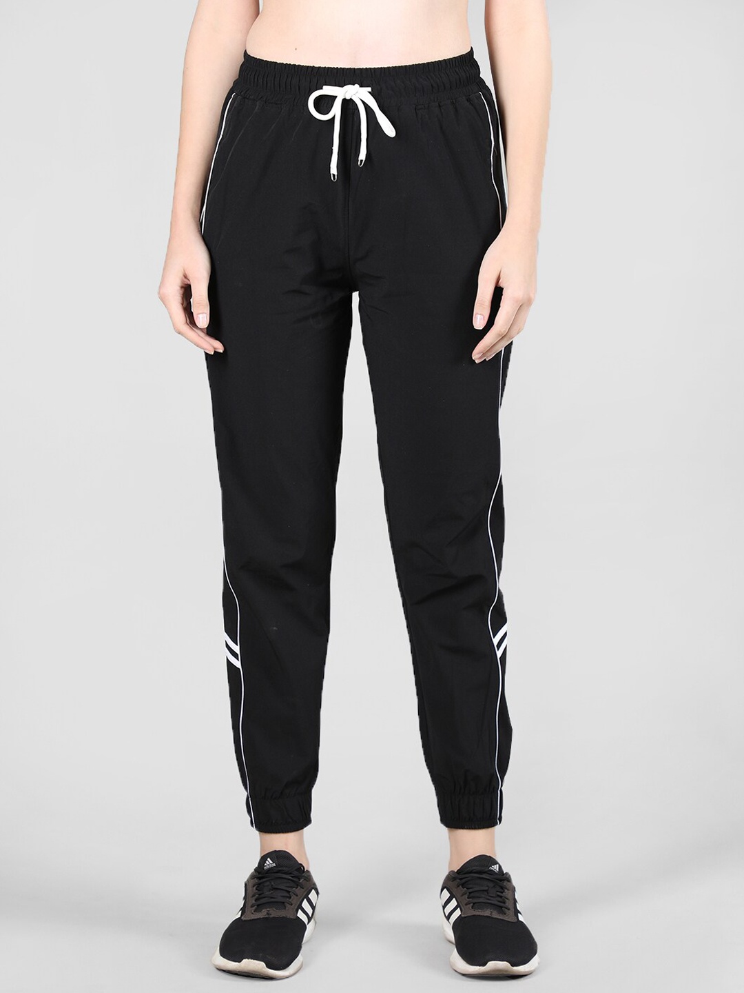 

CHKOKKO Women Side Striped Joggers, Black