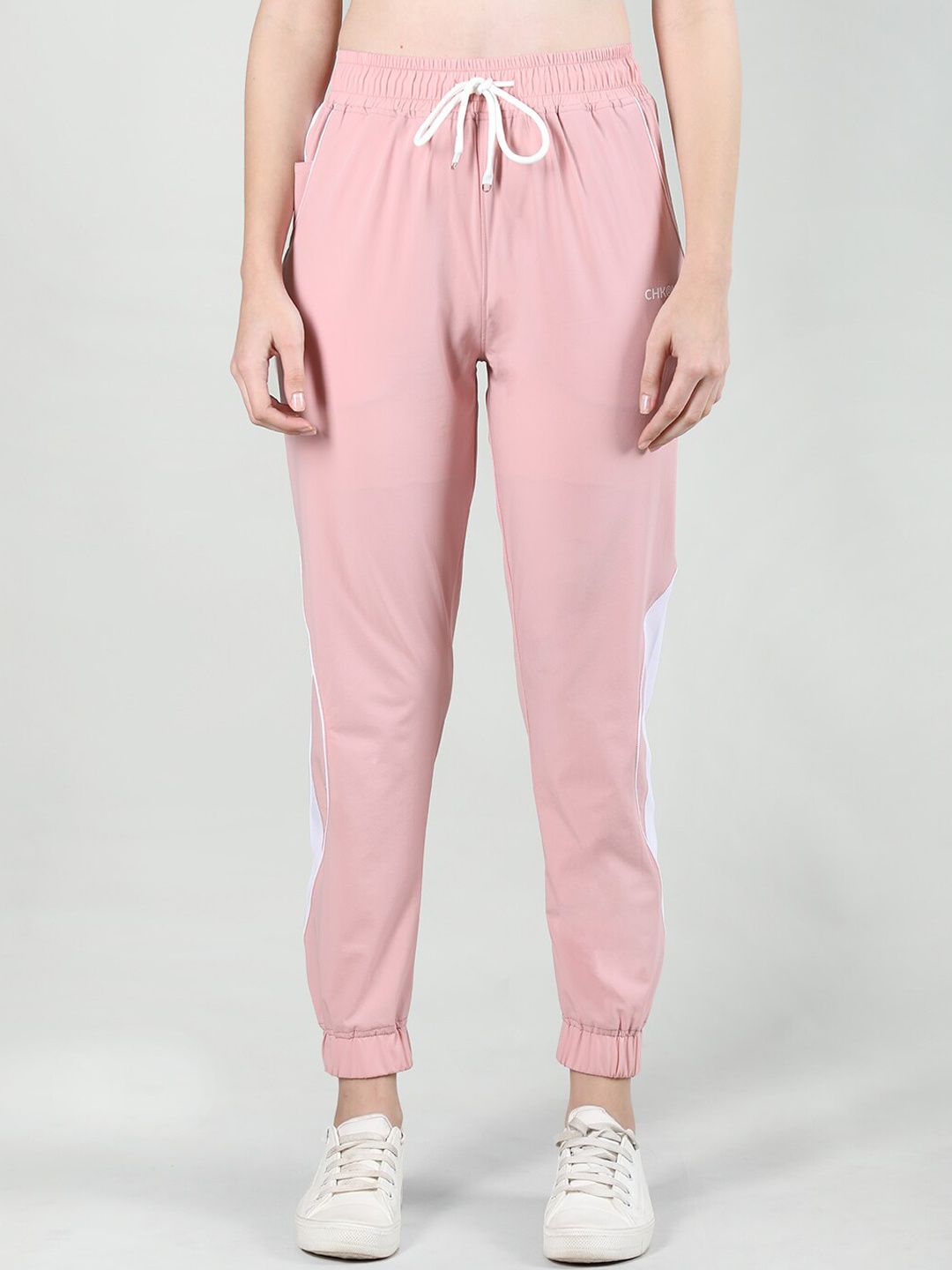 

CHKOKKO Regular Fit Mid-Rise Joggers, Pink