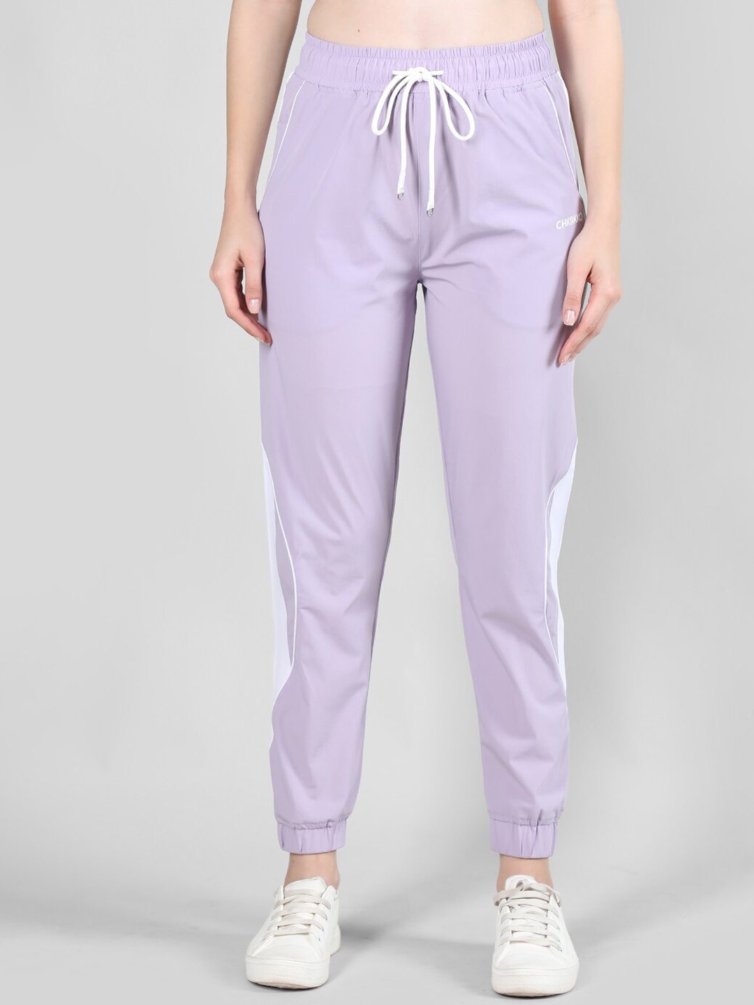 

CHKOKKO Women Side Striped Joggers, Purple