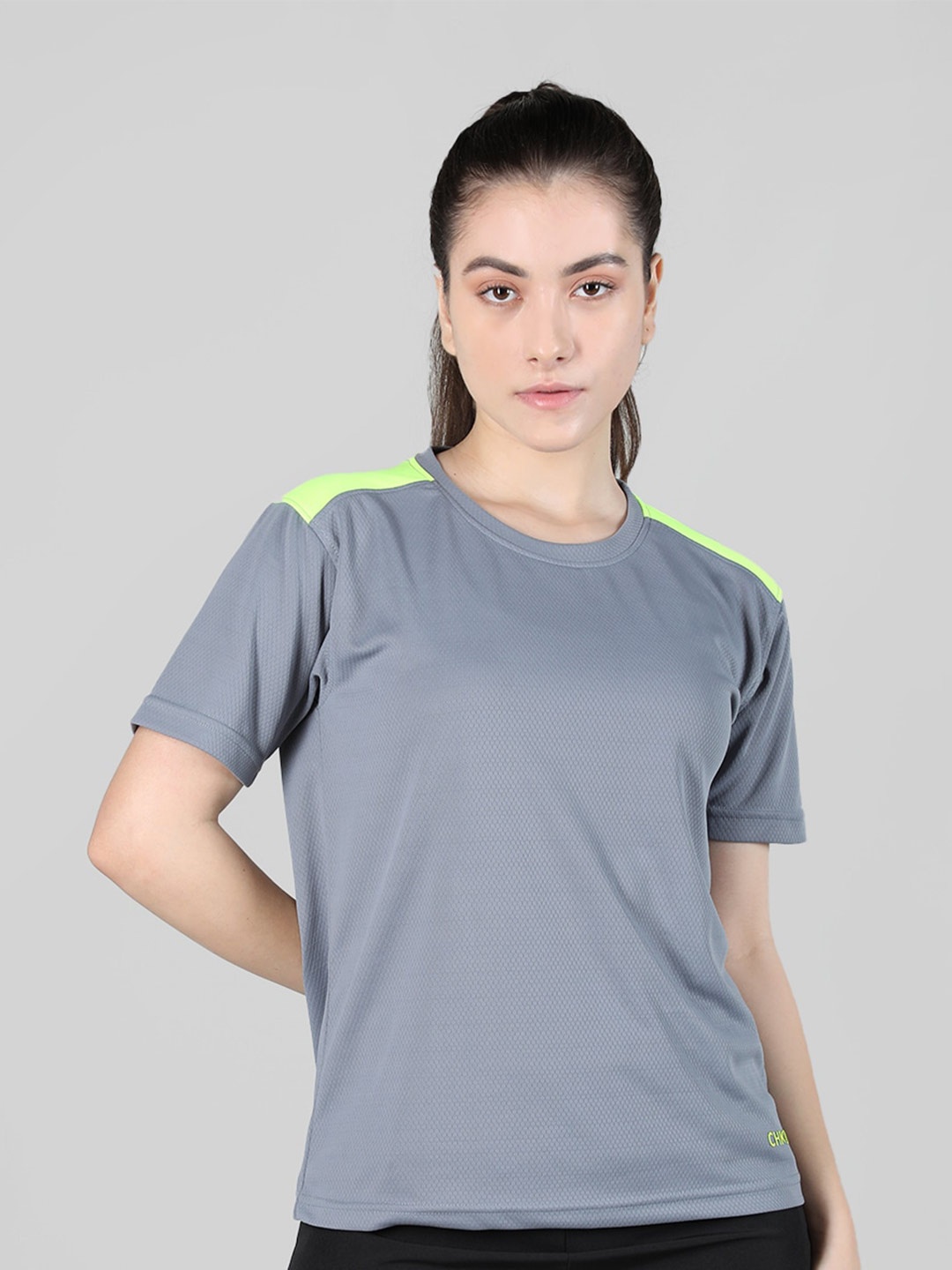 

CHKOKKO Round Neck Short Sleeves T-Shirt, Grey