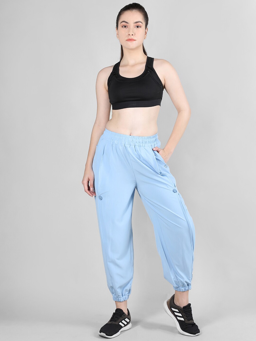 

CHKOKKO Women Mid-Rise Joggers, Blue