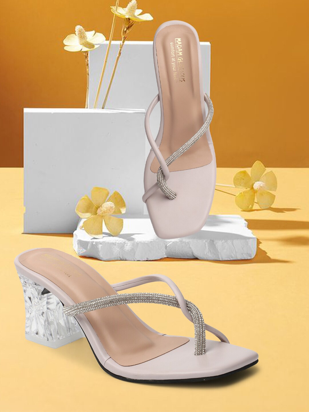 

madam glorious Embellished Block Heels, Lavender