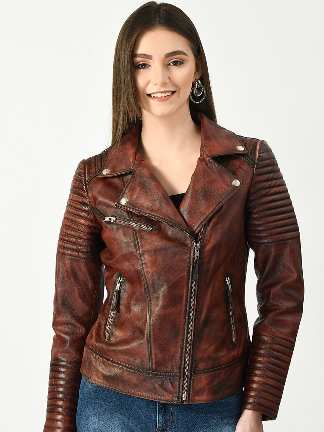 

TBOJ Lapel Collar Lightweight Leather Jacket, Tan