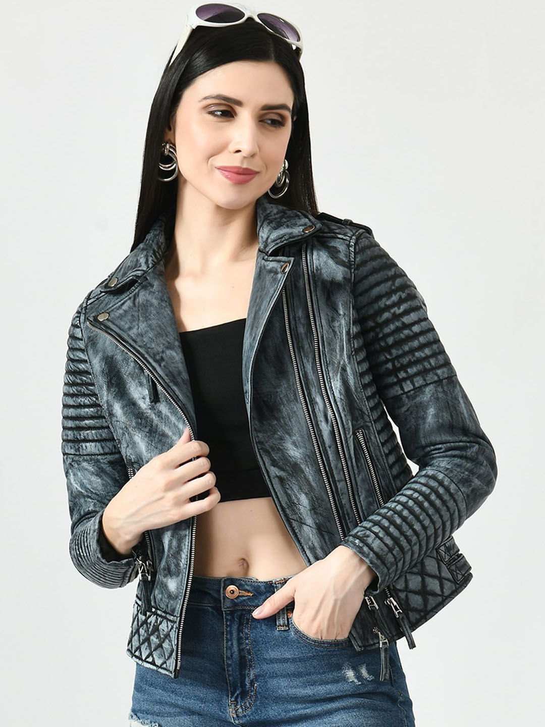 

TBOJ Anti Odour Leather Lightweight Biker Jacket, Blue