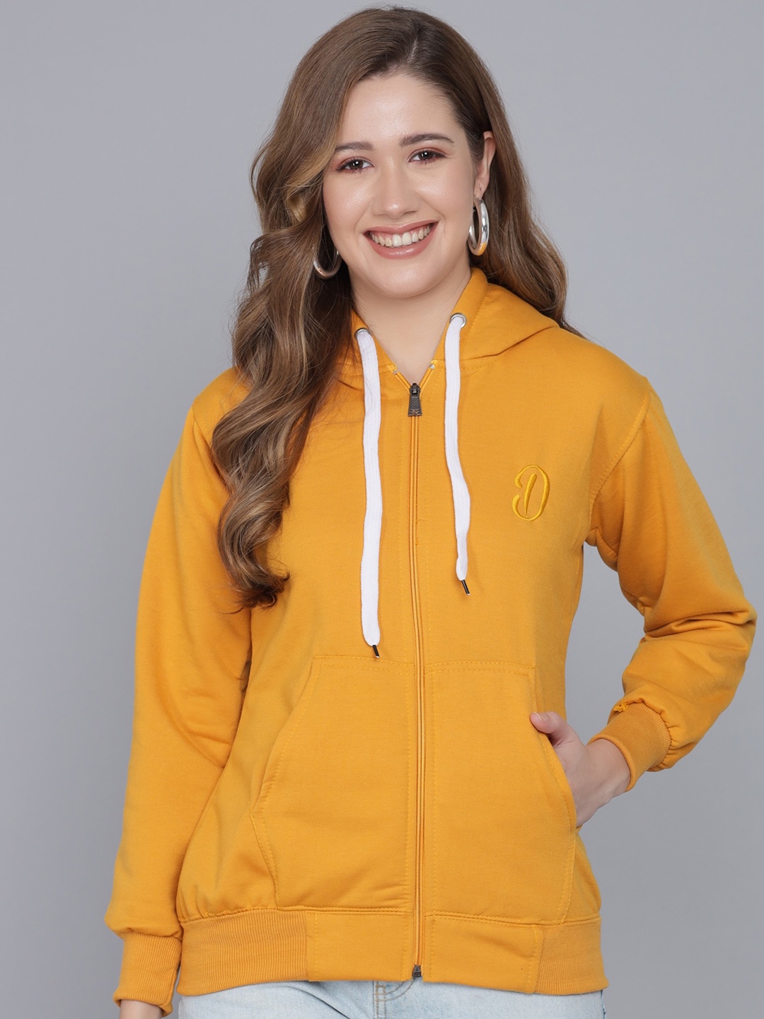 

BAESD Hooded Long Sleeve Front-Open Sweatshirt, Yellow