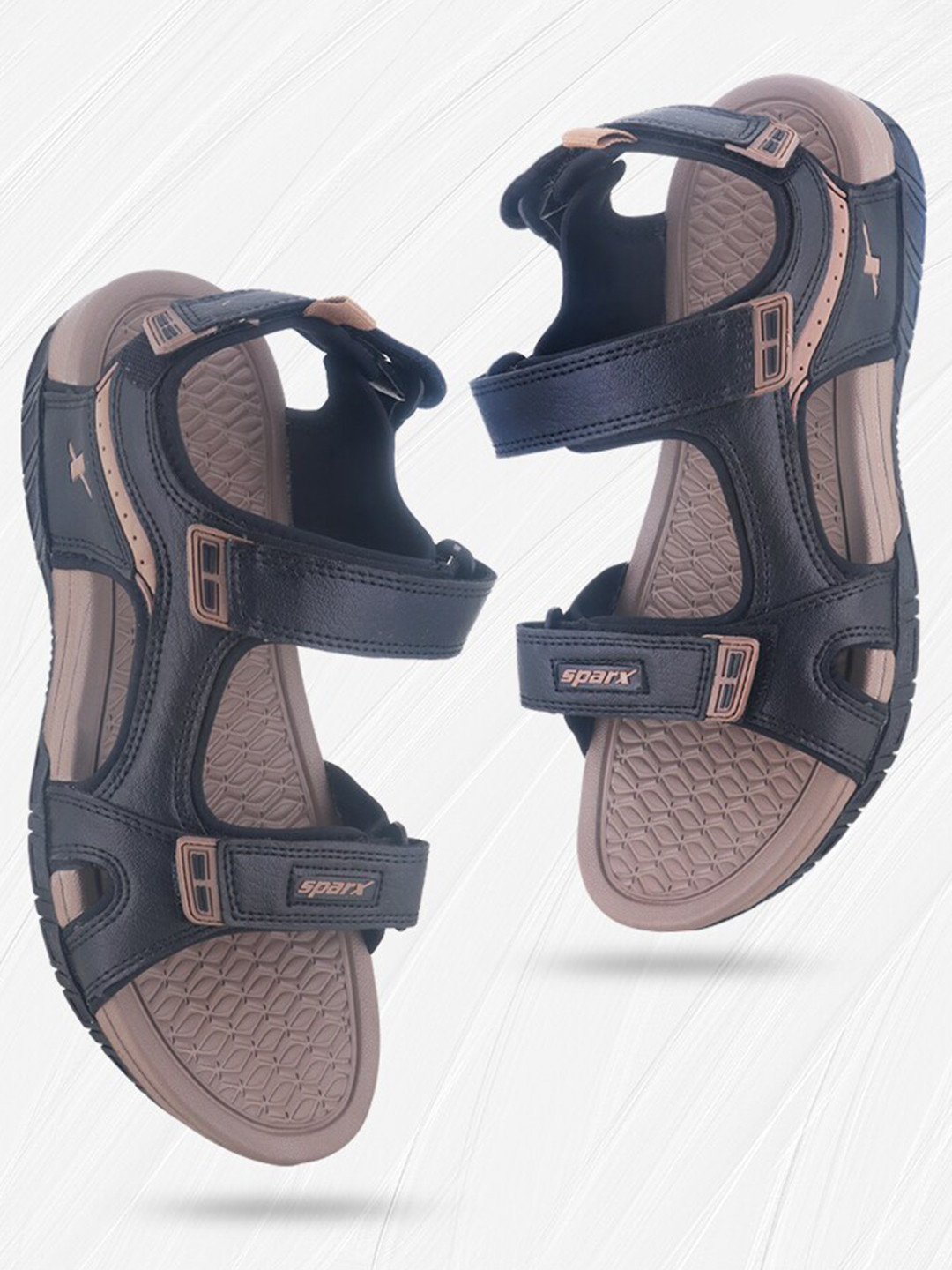 

Sparx Men Brand Logo Printed Sport Sandals With Velcro Closure, Navy blue