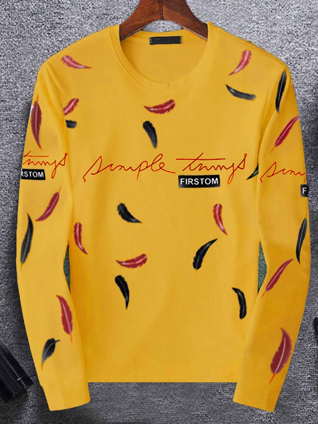 

Try This Conversational Printed Round Neck Cotton T-shirt, Yellow