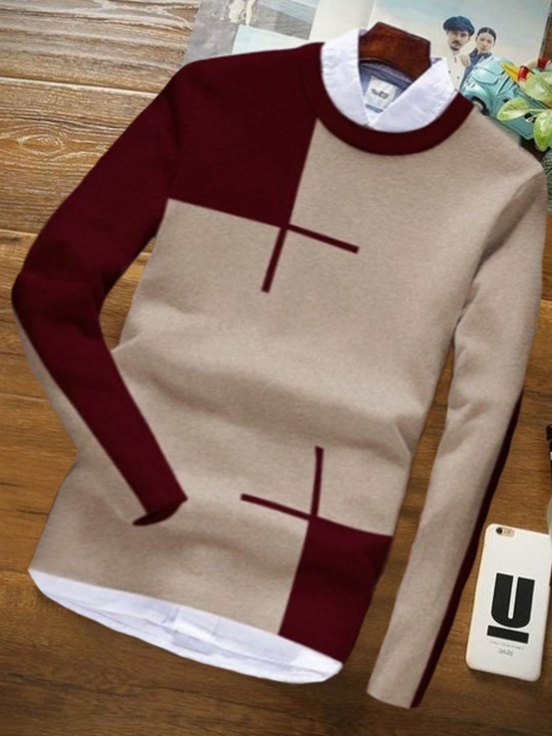 

Try This Printed Round Neck Cotton T-shirt, Maroon
