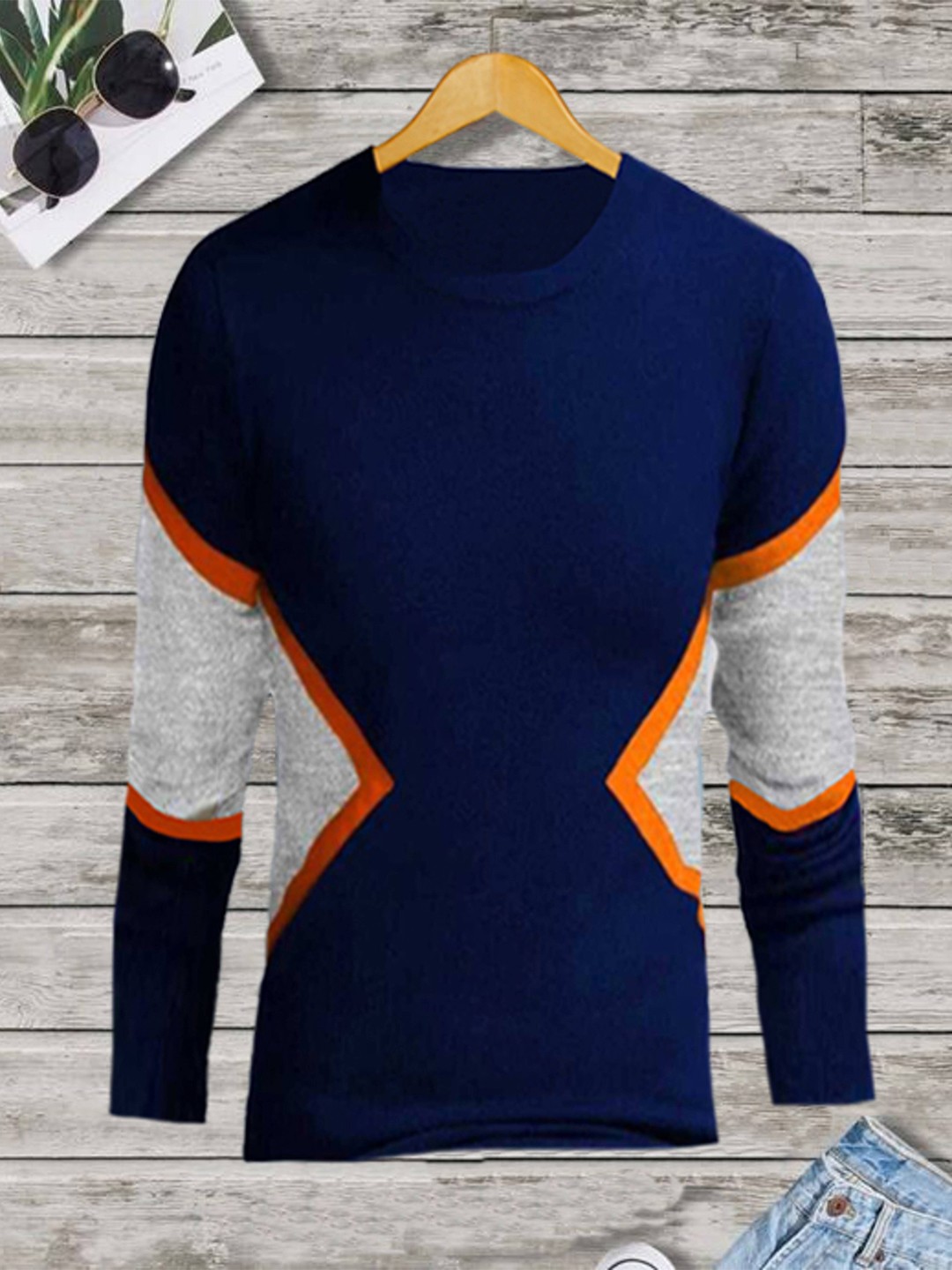 

Try This Colourblocked Cotton T-shirt, Blue
