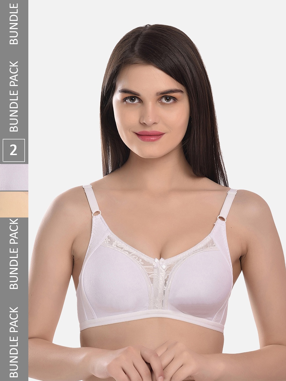 

StyFun Pack Of 2 Non-Padded Full Coverage Bras, White