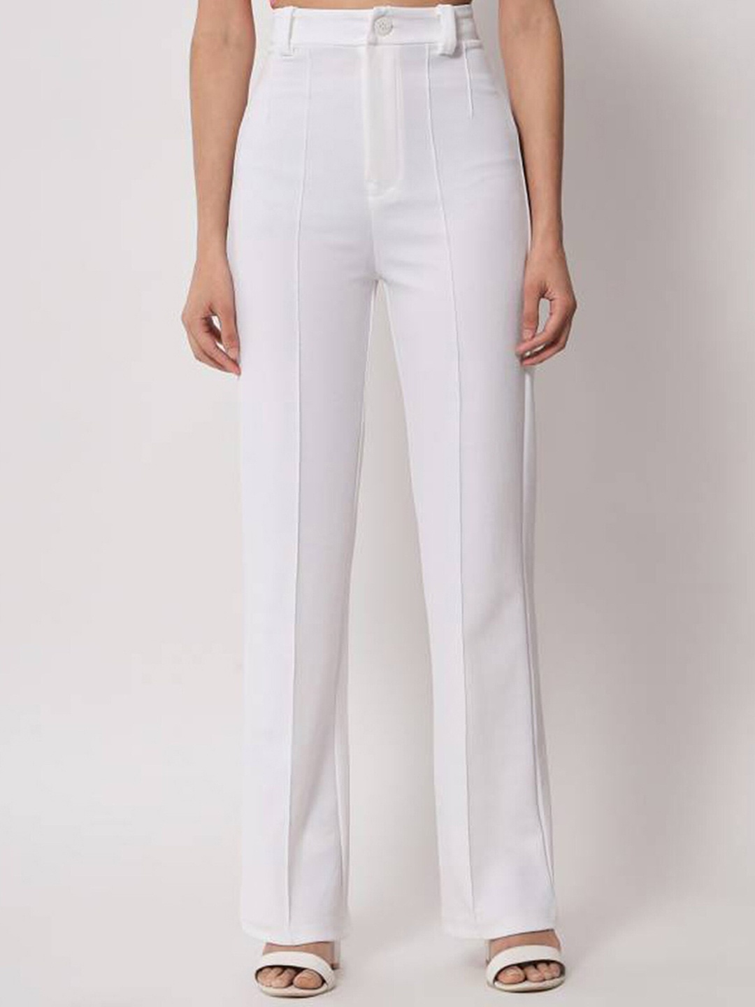 

AUSK Women Relaxed Straight Fit High-Rise Parallel Trousers, White