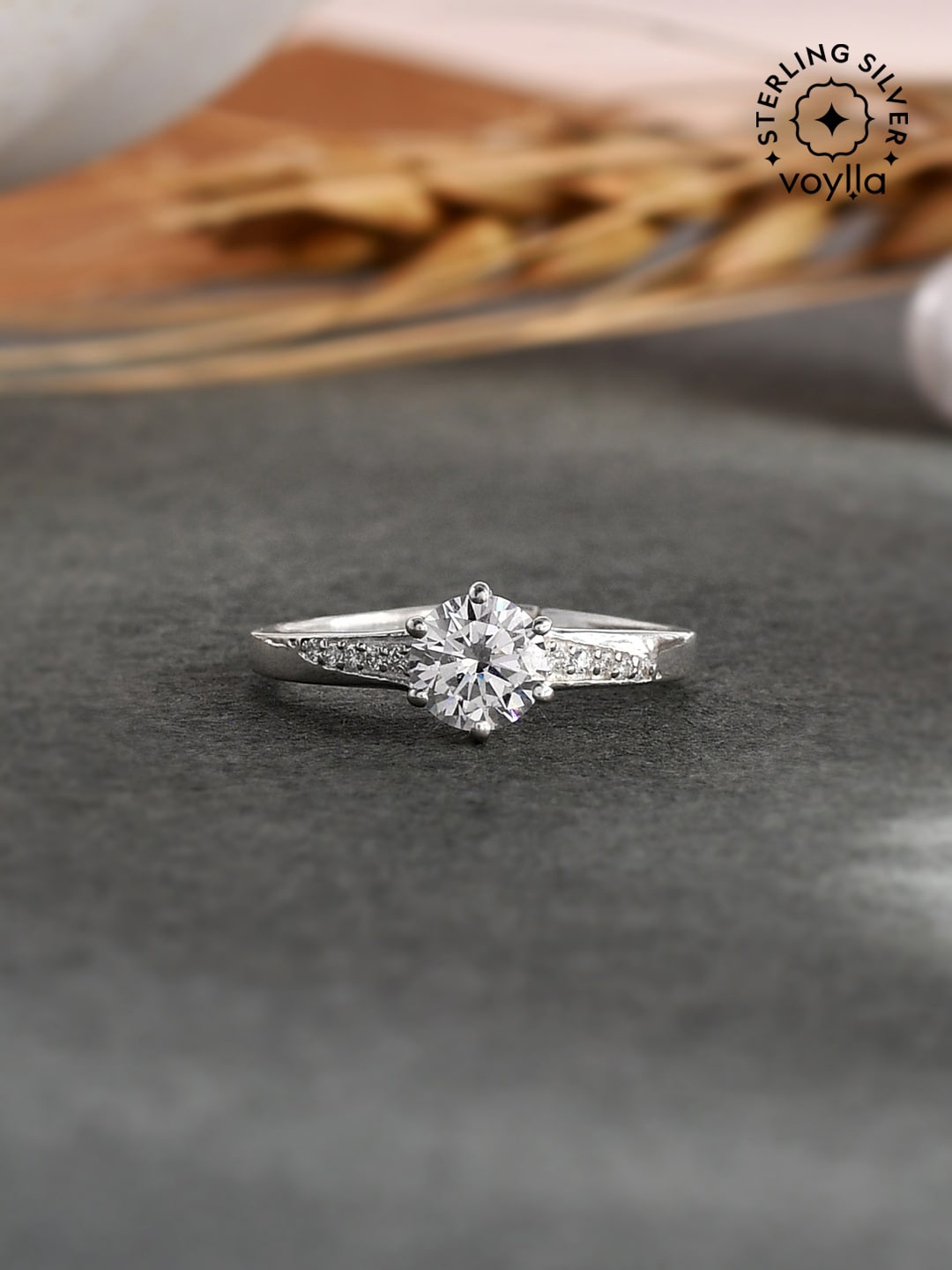 

Studio Voylla 925 Sterling Silver Rhodium-Plated CZ-Studded Finger Ring