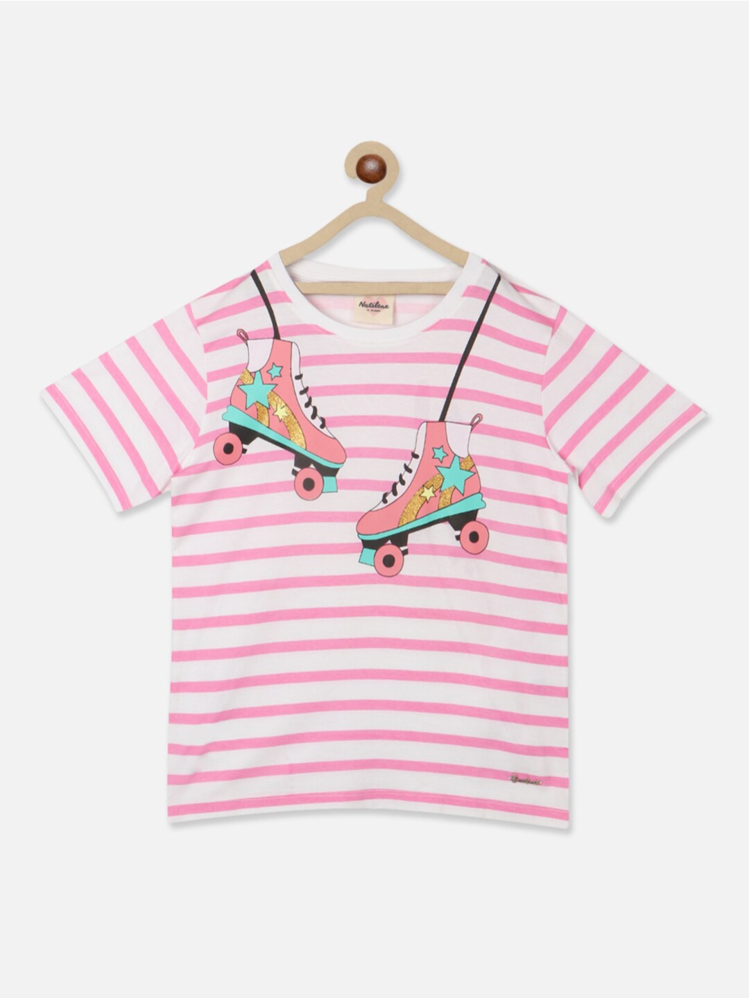 

Natilene Girls Graphic Printed Pure Cotton Regular Top, White