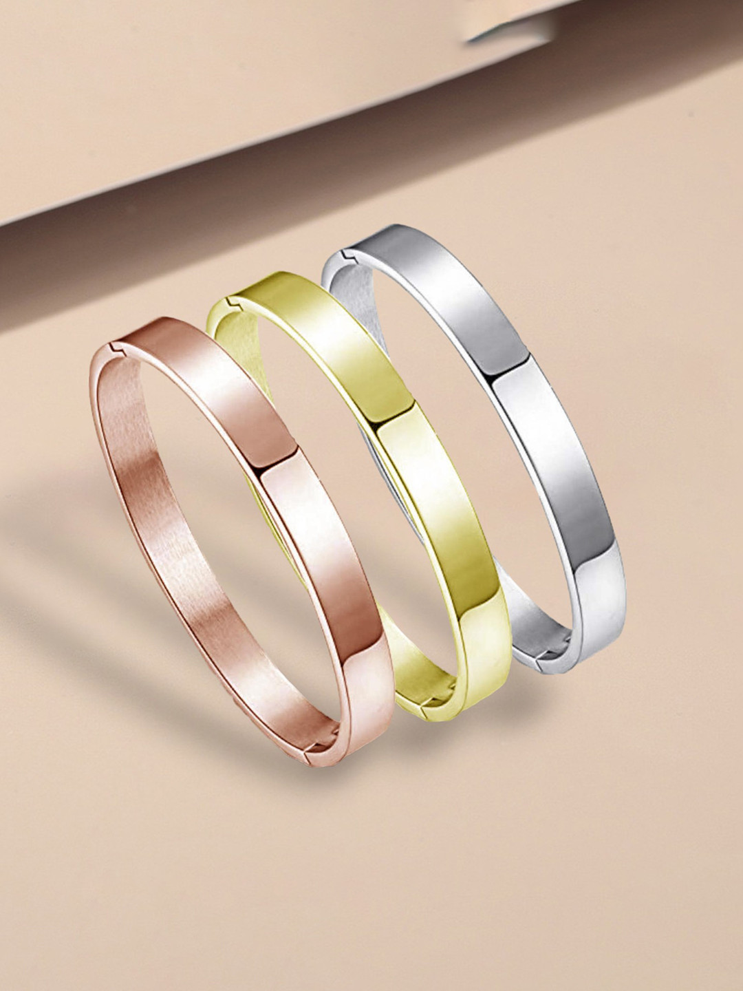 

MYKI Women Set Of 3 Gold-Plated Cubic Zirconia Kada Bracelet