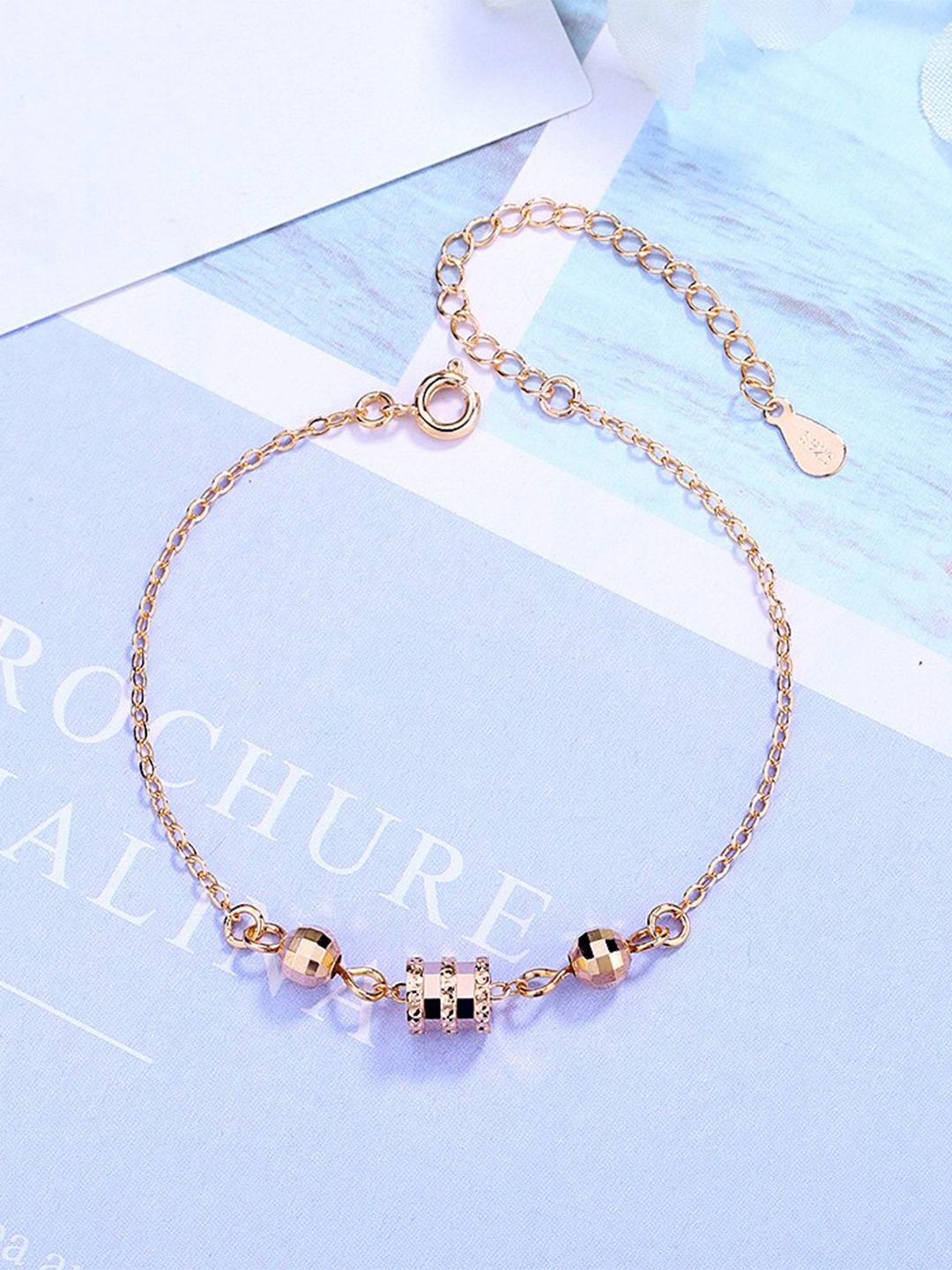 

MYKI Rose Gold-Plated Stone Studded Link Bracelet