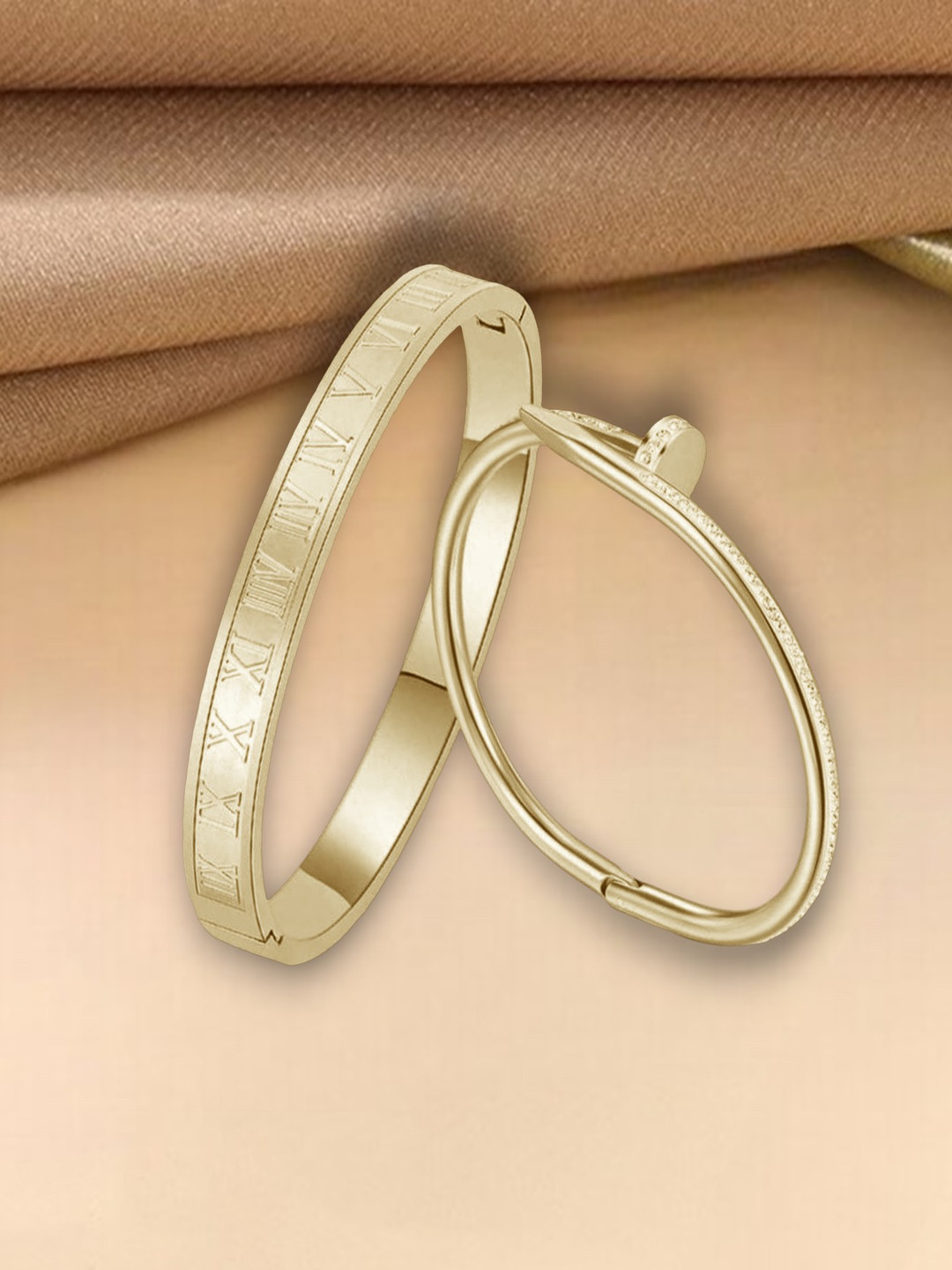 

MYKI Women Set Of 2 Gold-Plated CZ Bangle-Style Bracelets