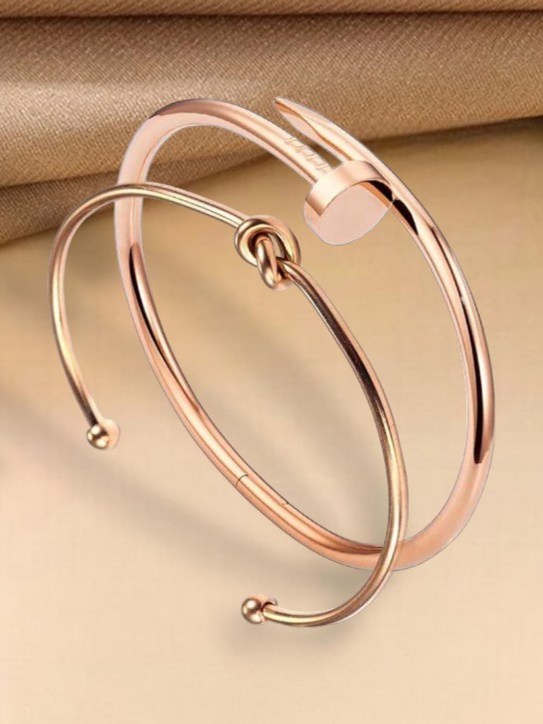 

MYKI Women Set of 2 Rose Gold-Plated Cuff Bracelets