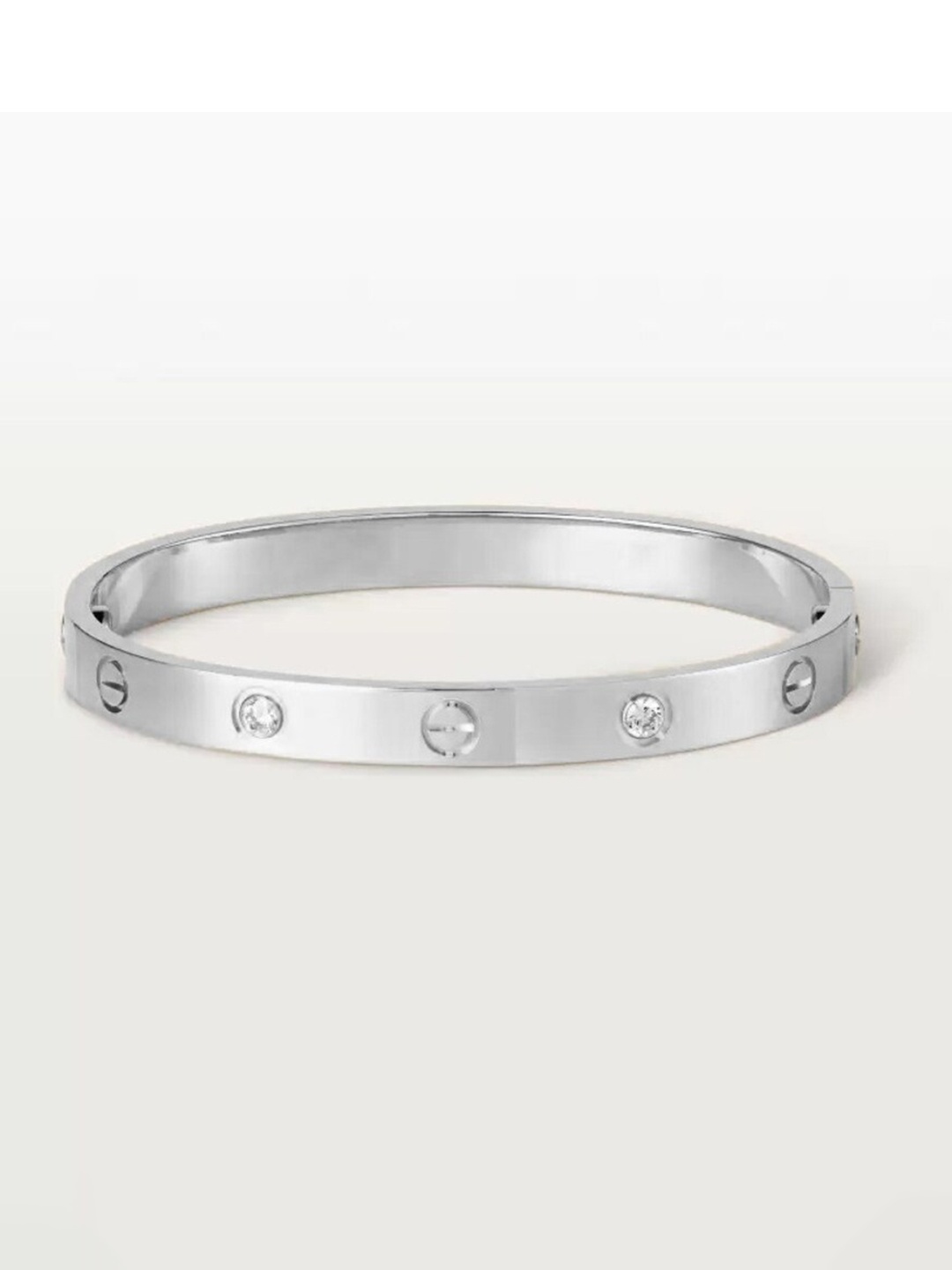 

MYKI Silver-Plated Stone Studded Kada-Style Bracelet