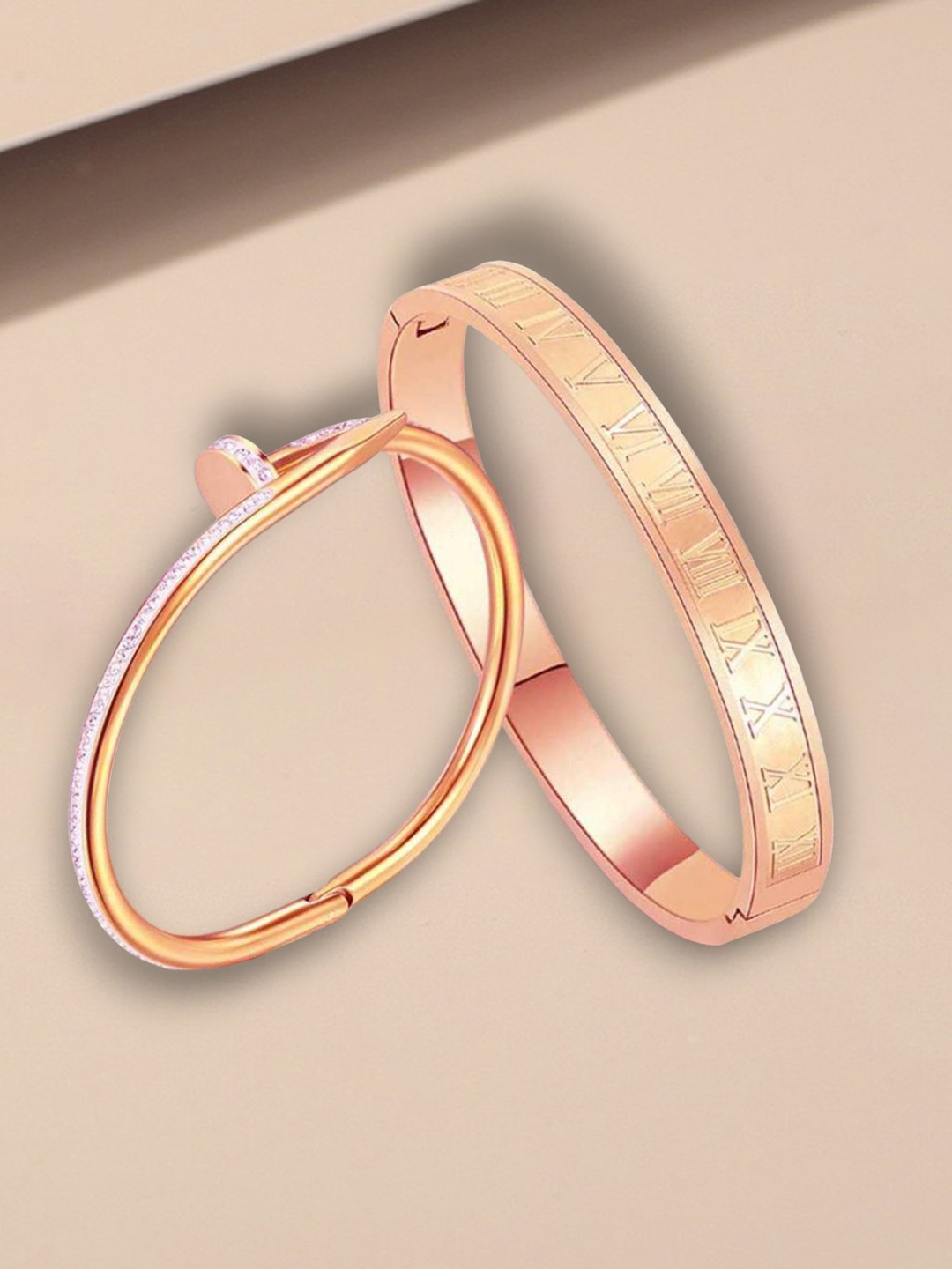 

MYKI Rose Gold-Plated Cubic Zirconia Studded Bangle-Style Bracelet