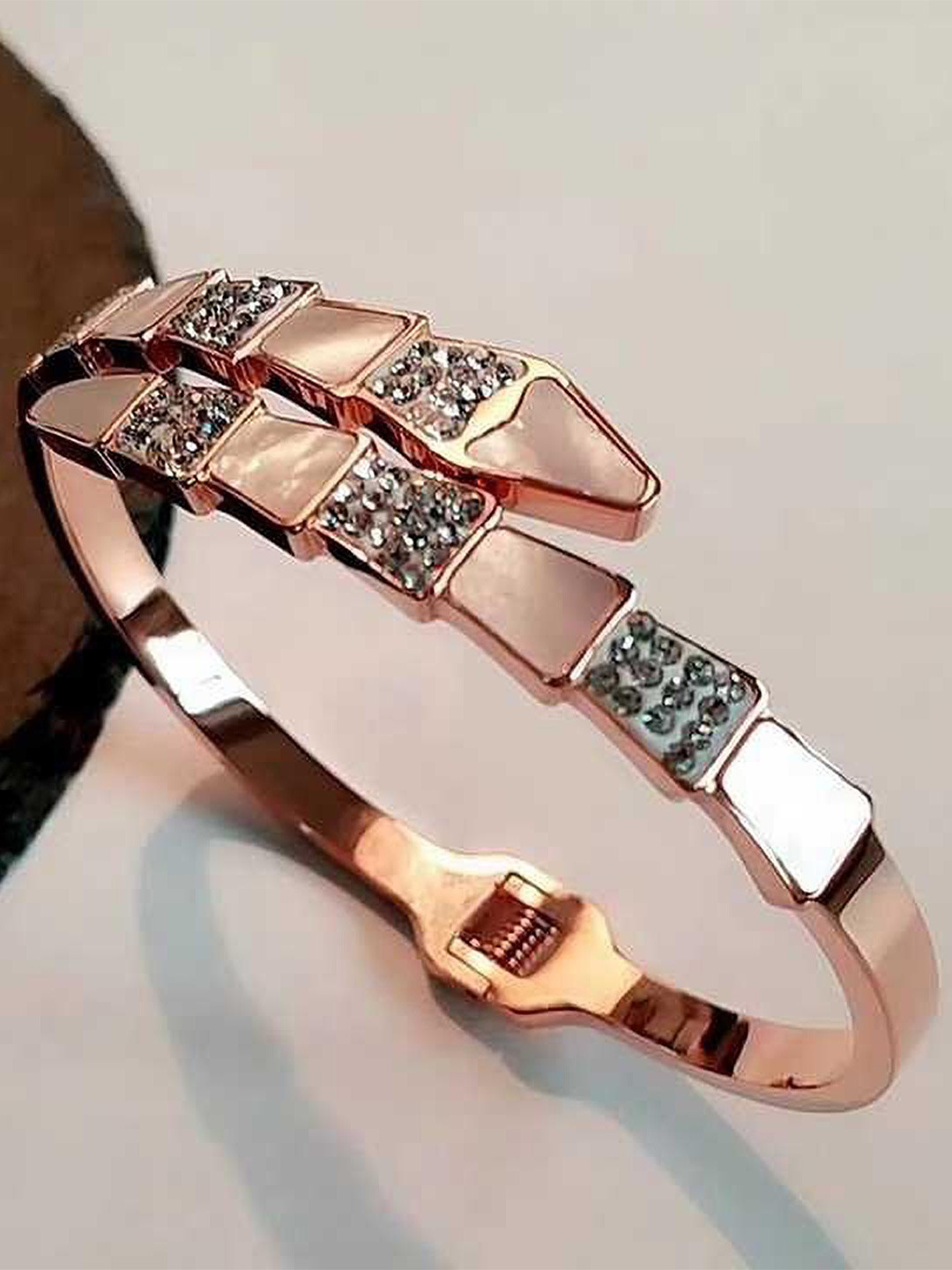 

MYKI Women Rose Gold Plated Cubic Zirconia Cuff Bracelet
