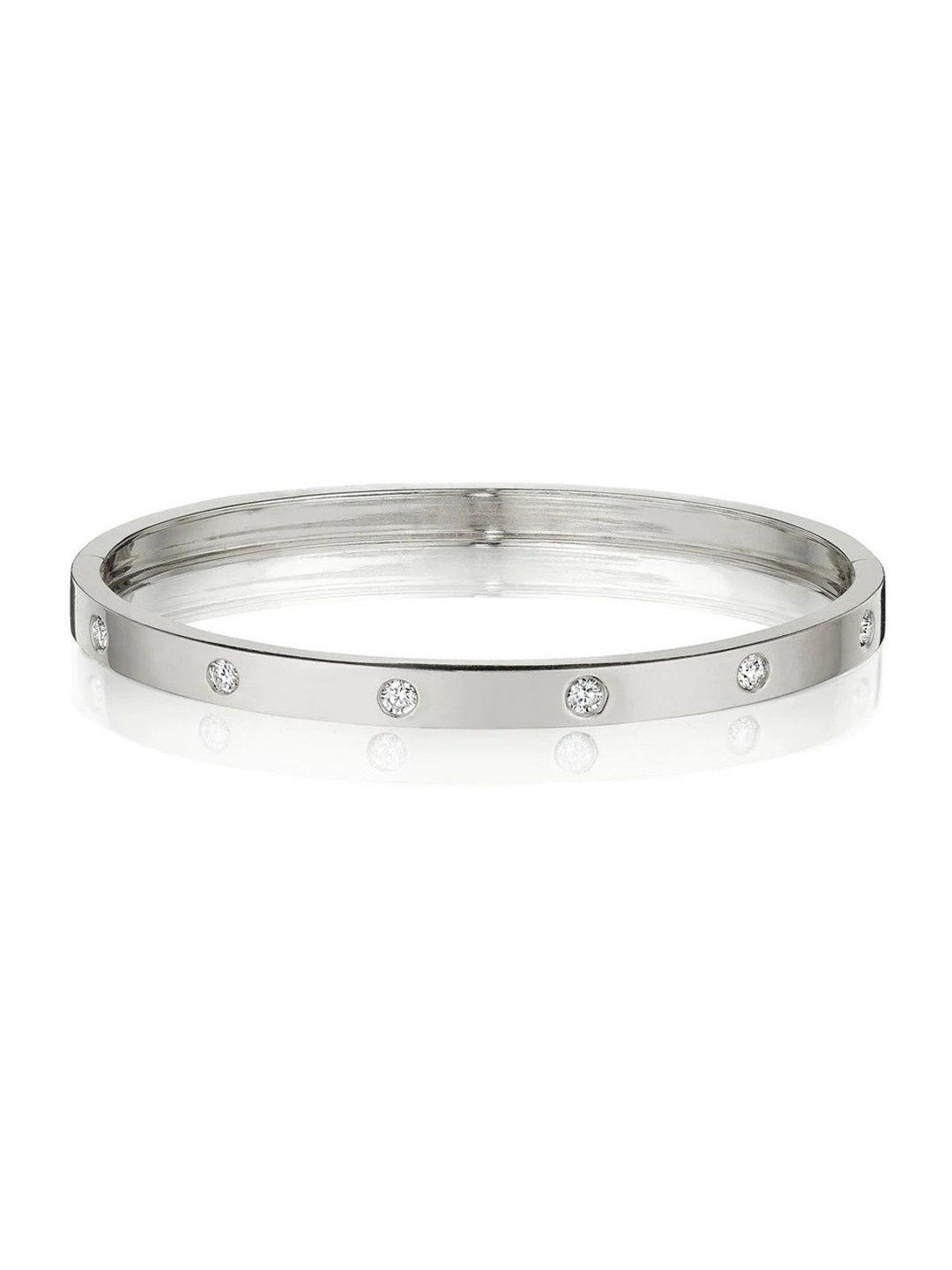 

MYKI Silver-Plated Stone Studded Kada Bracelet
