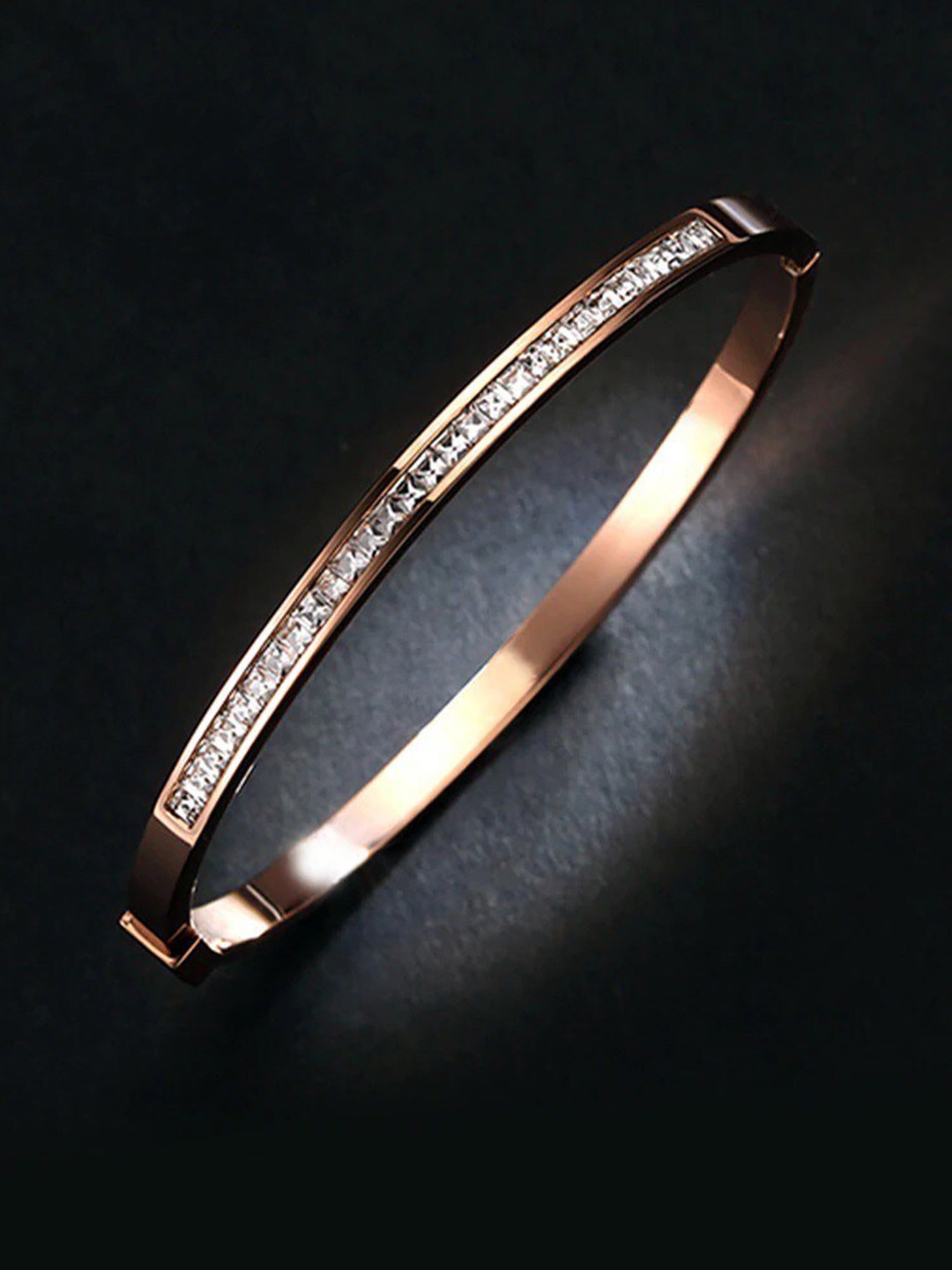 

MYKI Rose Gold-Plated Cubic Zirconia-Studded Kada Bracelet