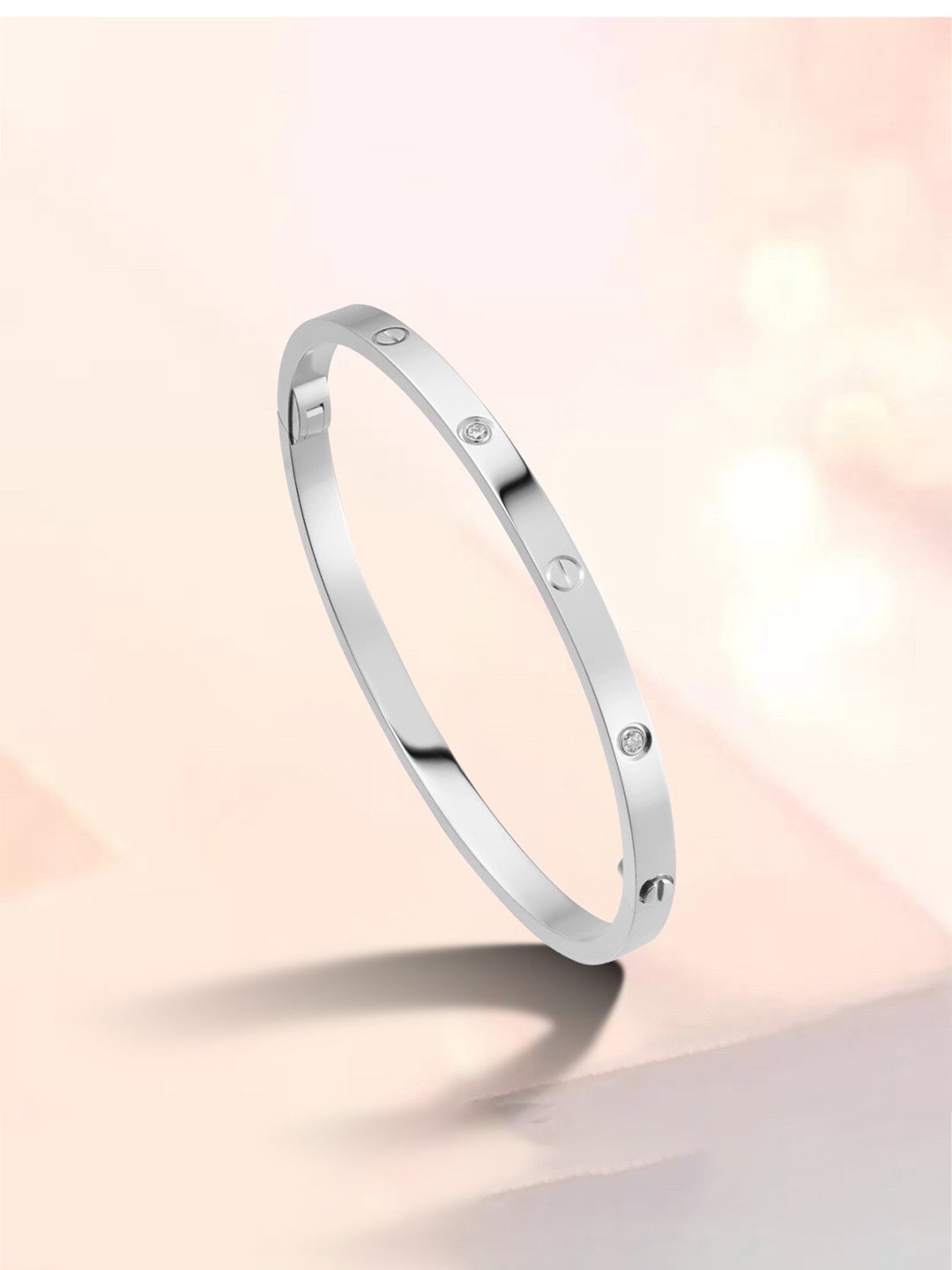 

MYKI Women Cubic Zirconia Silver-Plated Kada Bracelet