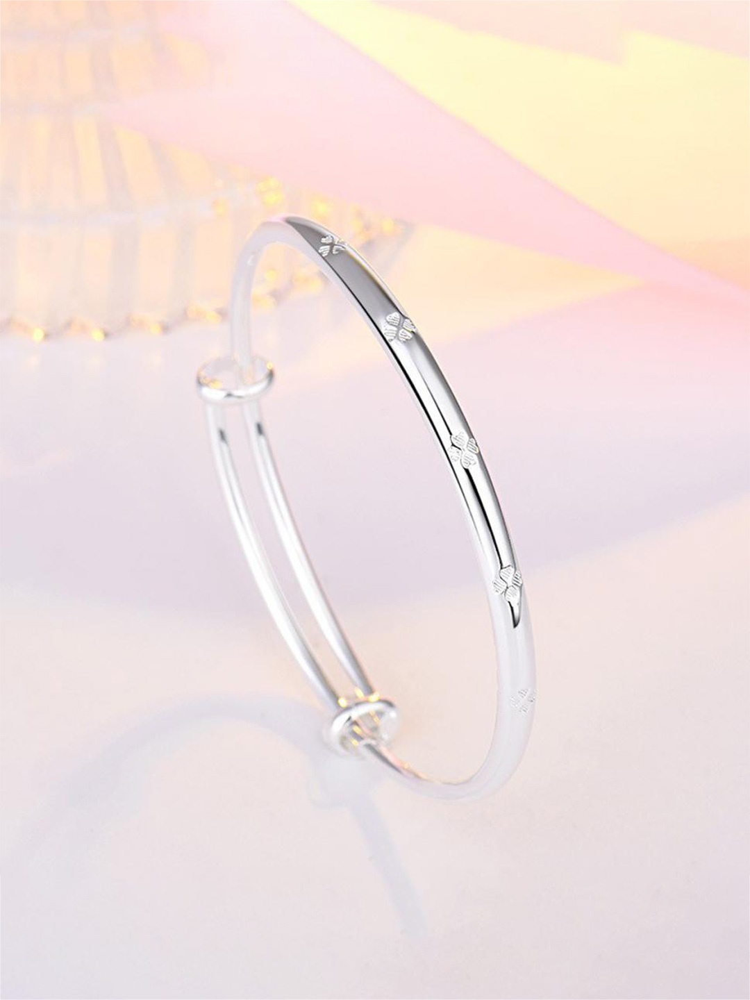 

MYKI Women Silver-Plated CZ Kada Bracelet