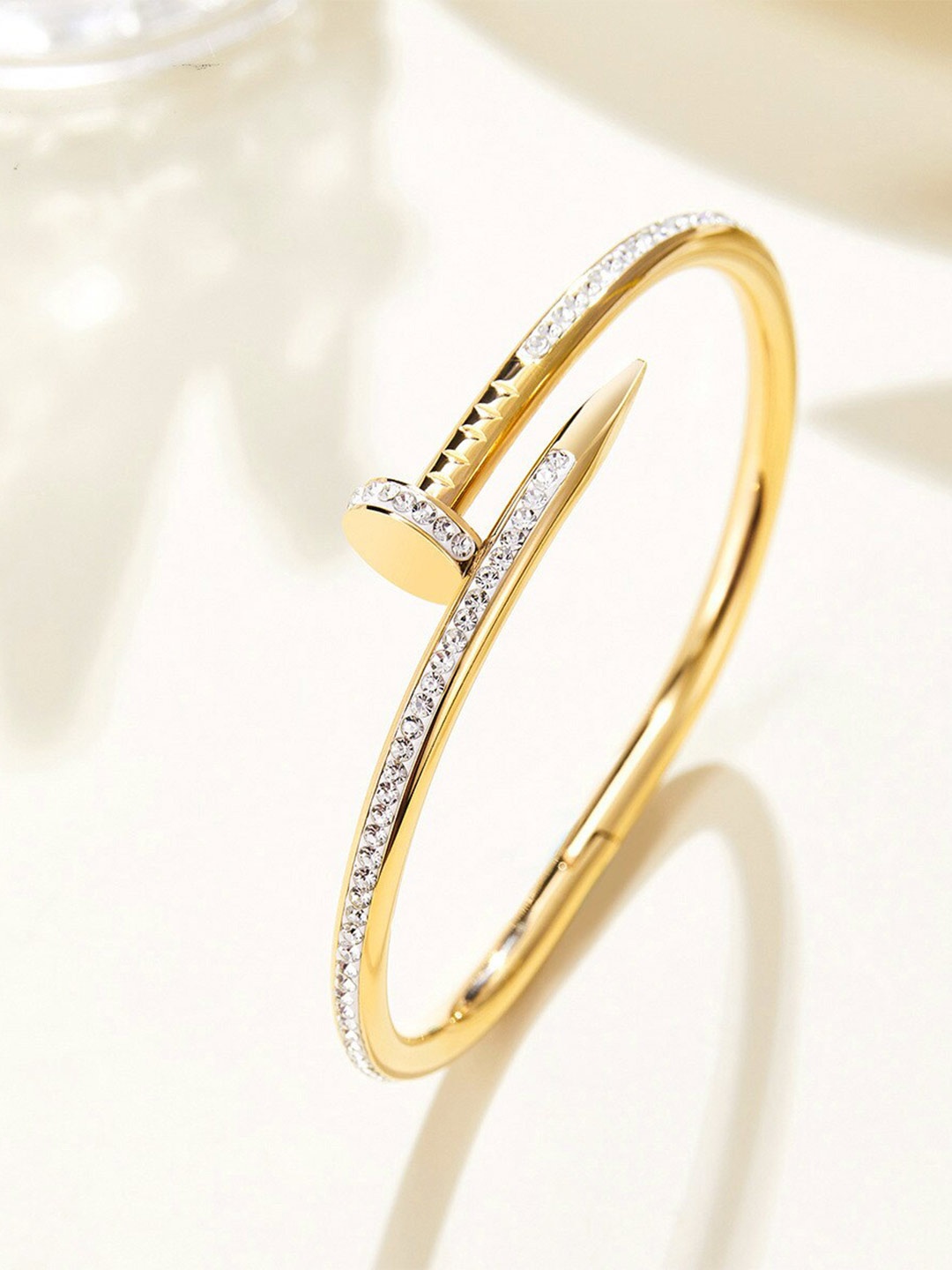 

MYKI Women Pack Of 3 Cubic Zirconia Silver-Plated Kada Bracelet