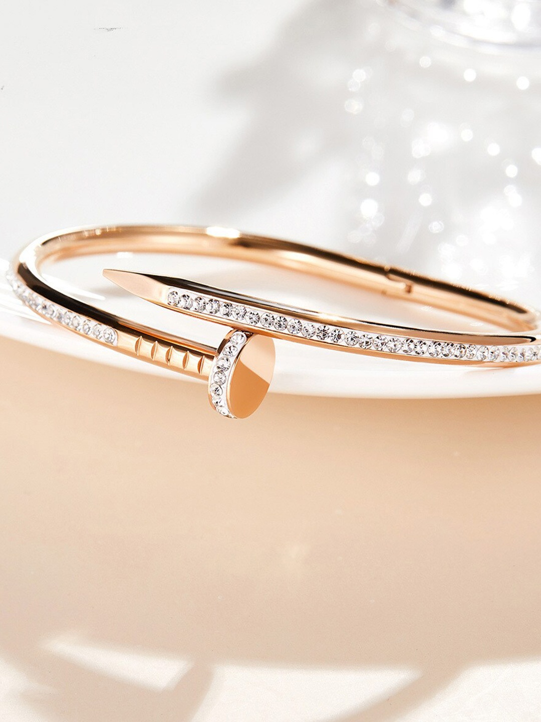 

MYKI Women Rose Gold Plated Cubic Zirconia Wraparound Bracelet