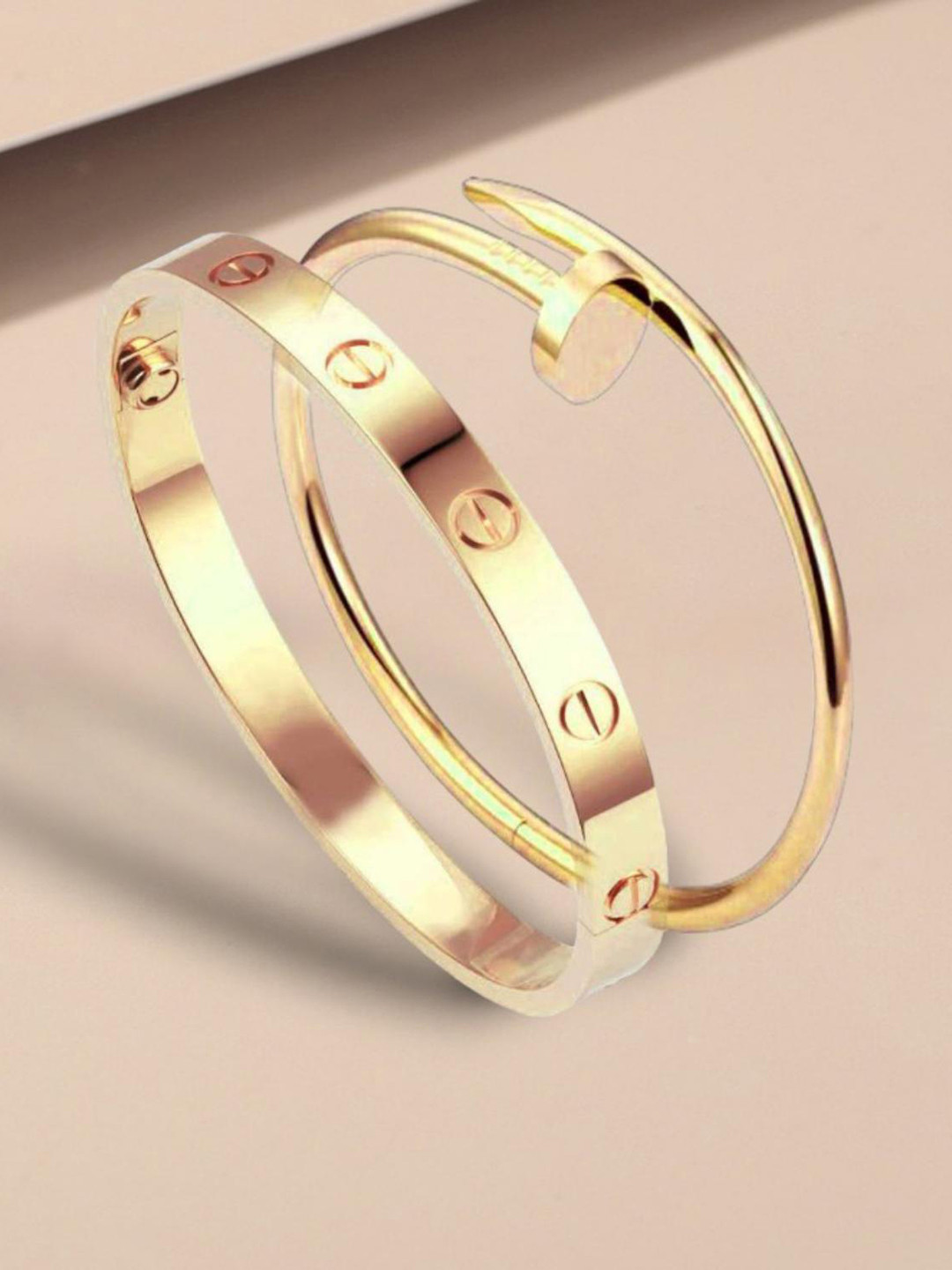 

MYKI Women Set of 2 Gold-Plated Bangle-Style Bracelets