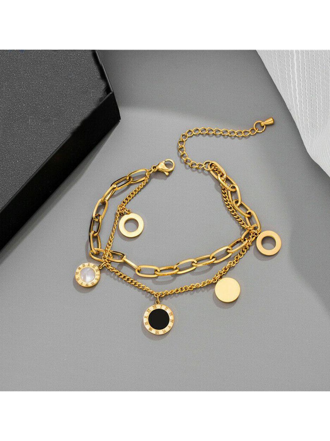 

MYKI Gold-Plated Stone Studded Charm Bracelet