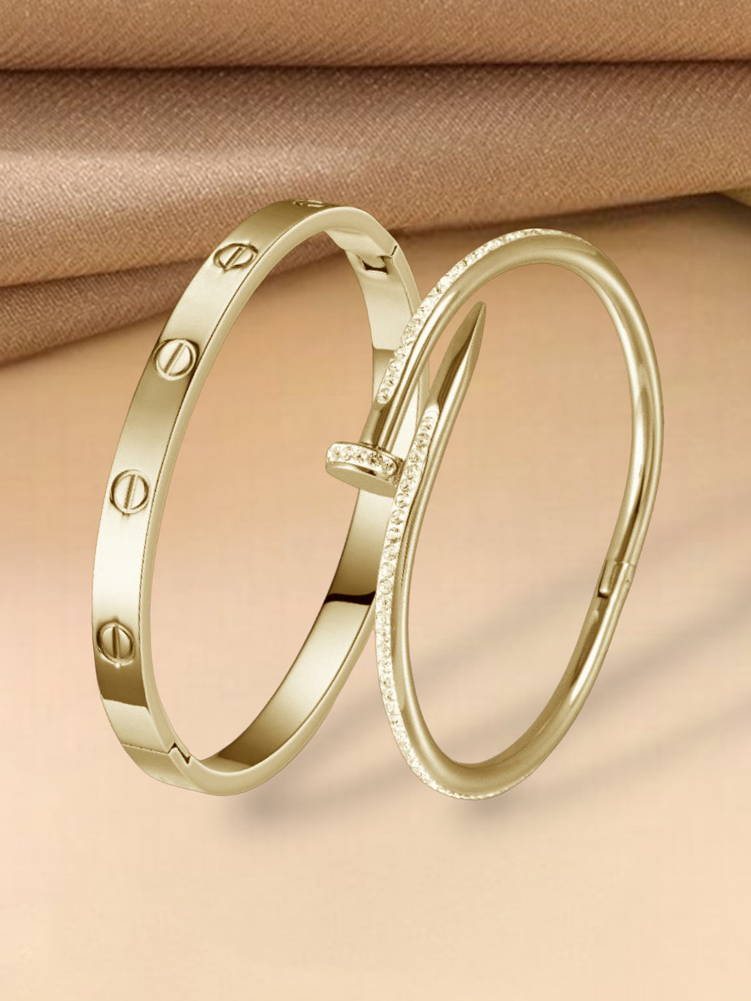 

MYKI Set Of 2 Gold-Plated Kada Bracelet