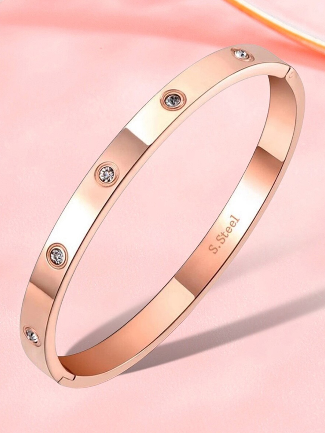 

MYKI Women Rose Gold-Plated CZ Kada Bracelet