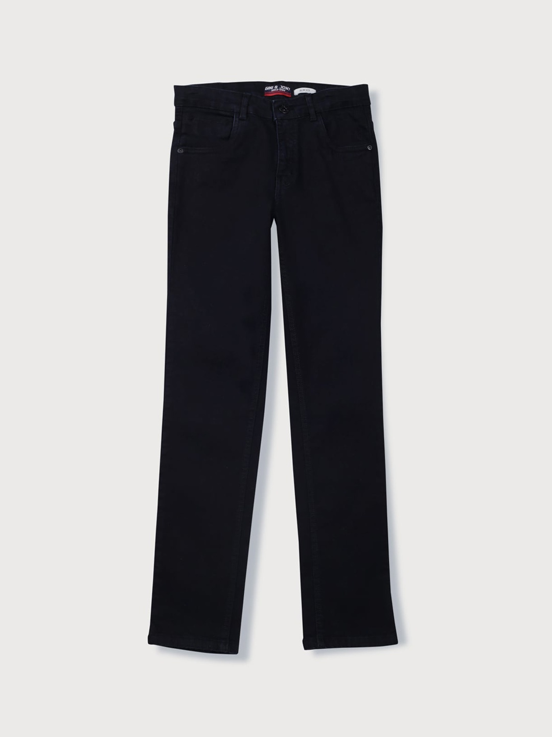 

Gini and Jony Boys Clean Look Mid Rise Cotton Jeans, Black