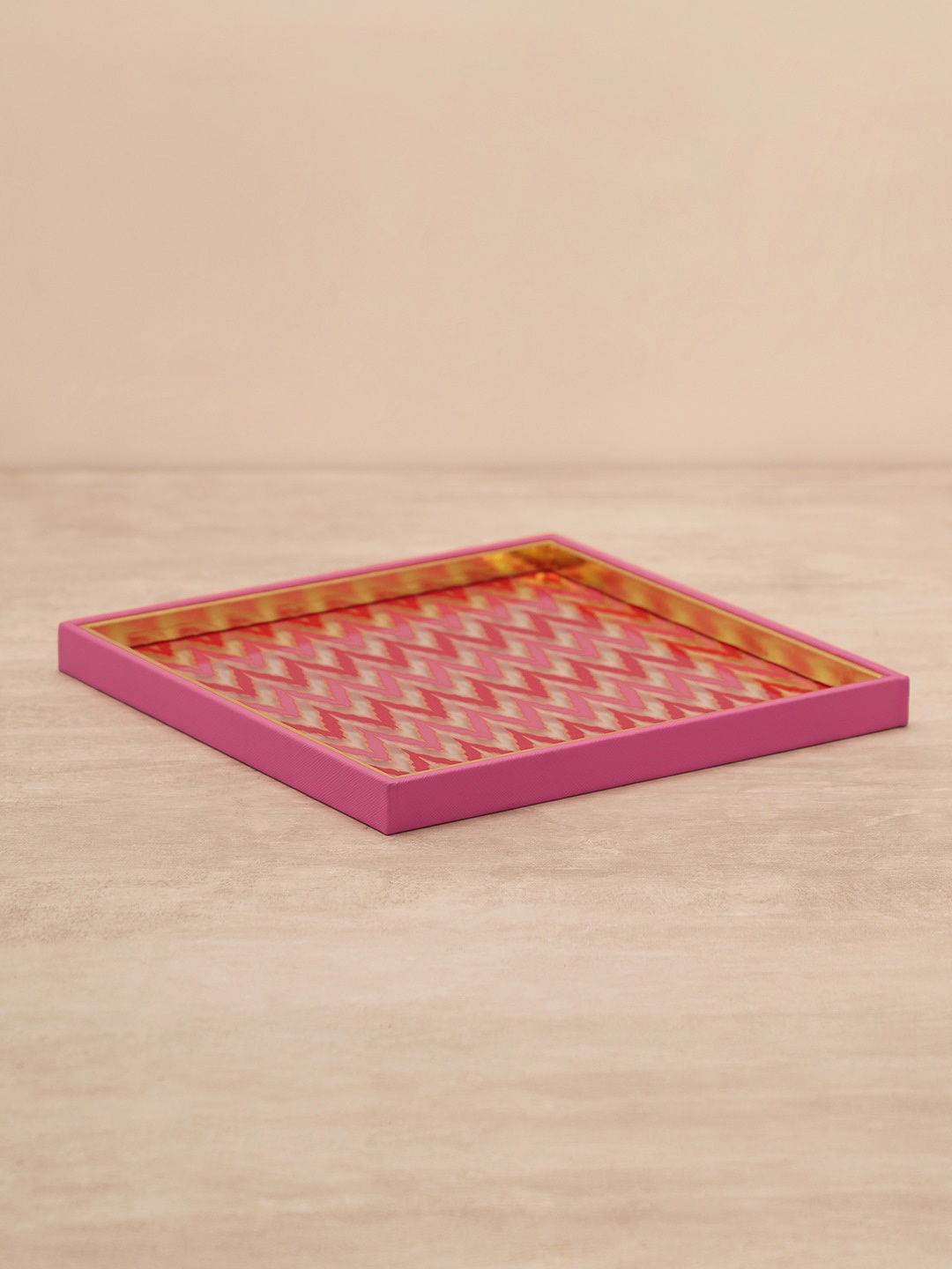 

Pure Home and Living Pink & Red Printed Faux Leather Tray