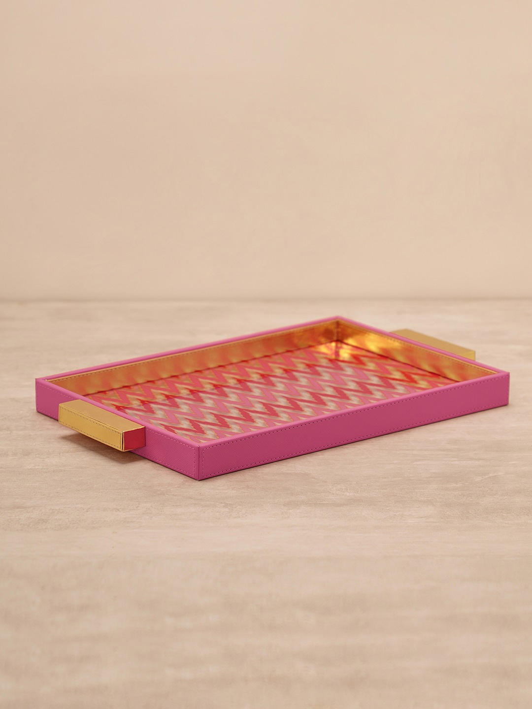 

Pure Home and Living Pink & Red Printed Faux Leather Tray\