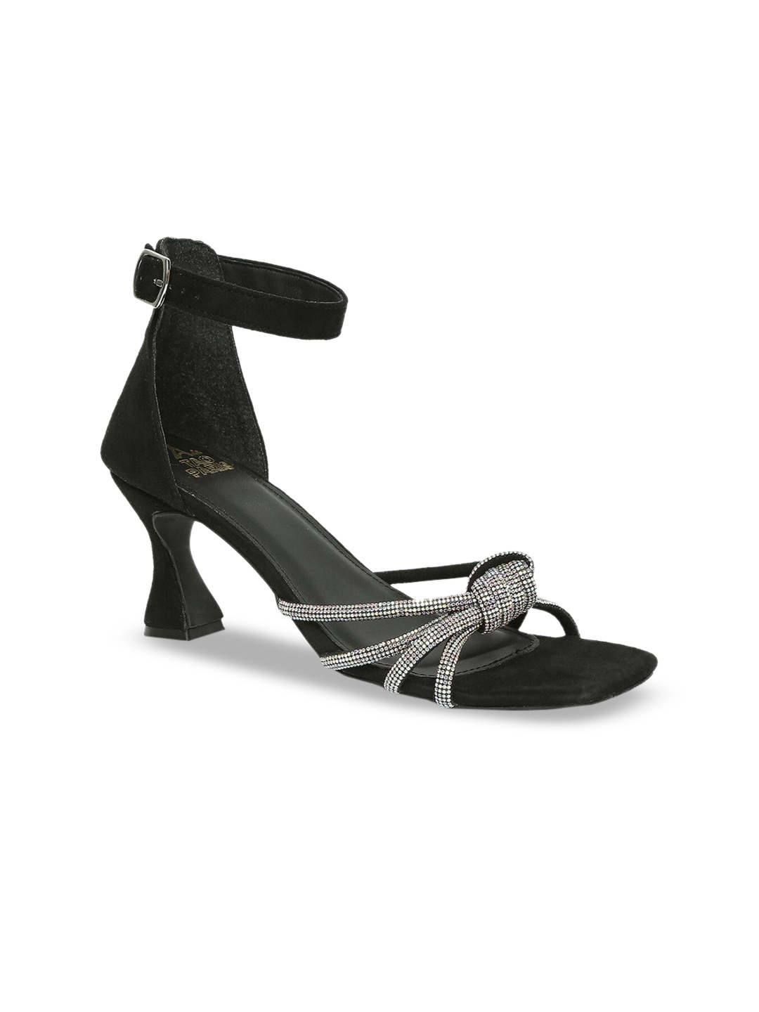 

Tao Paris Mid-Top Embellished Open Toe Block Heels With Ankle Loop, Black