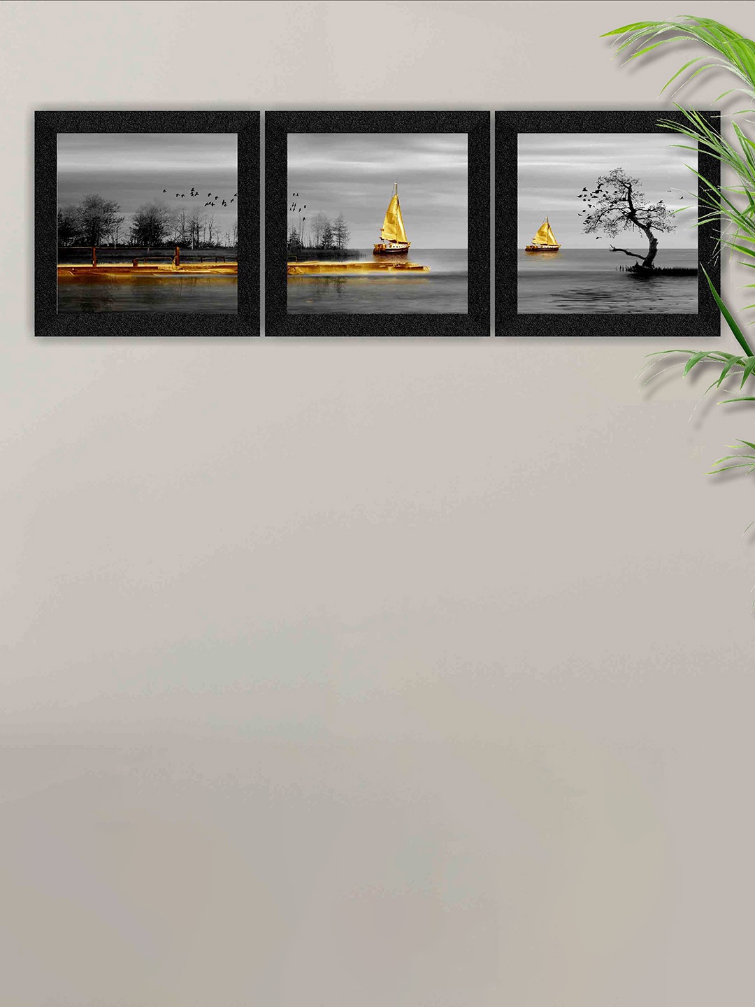 

SAF Black & Grey 3 Pieces Framed Painting Wall Art