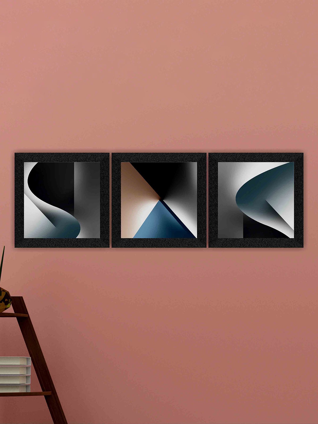 

SAF Black & Grey 3 Pieces Abstract Painting Framed Wall Art