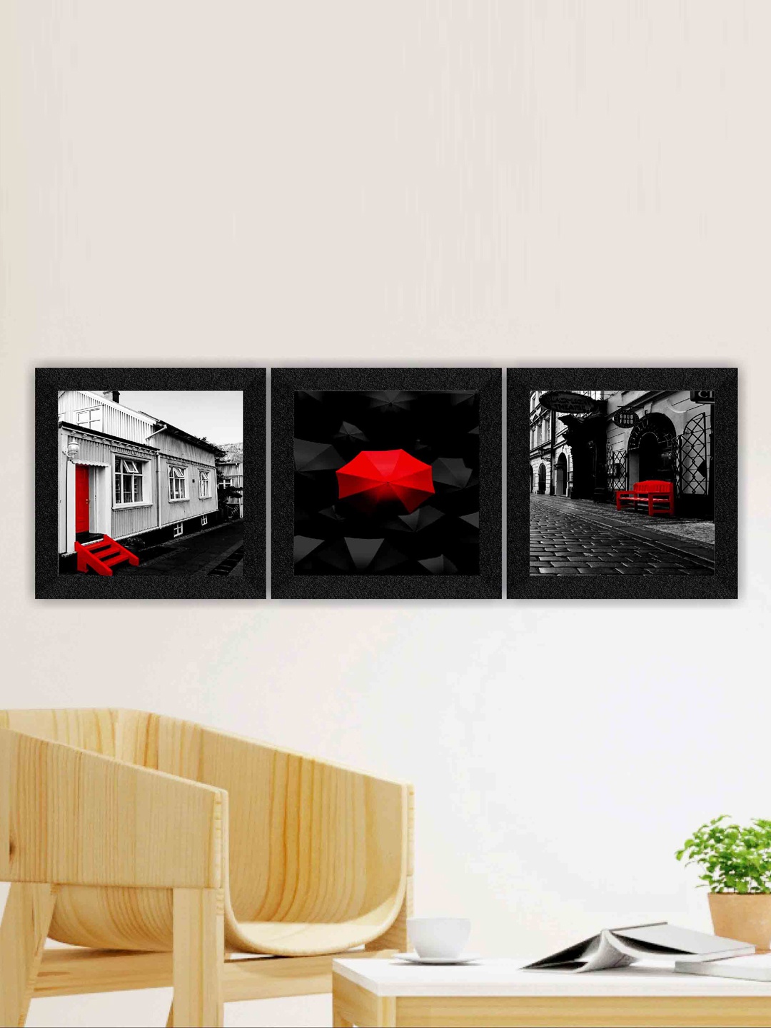 

SAF Black & Grey 3 Pieces Modern Painting Wall Arts