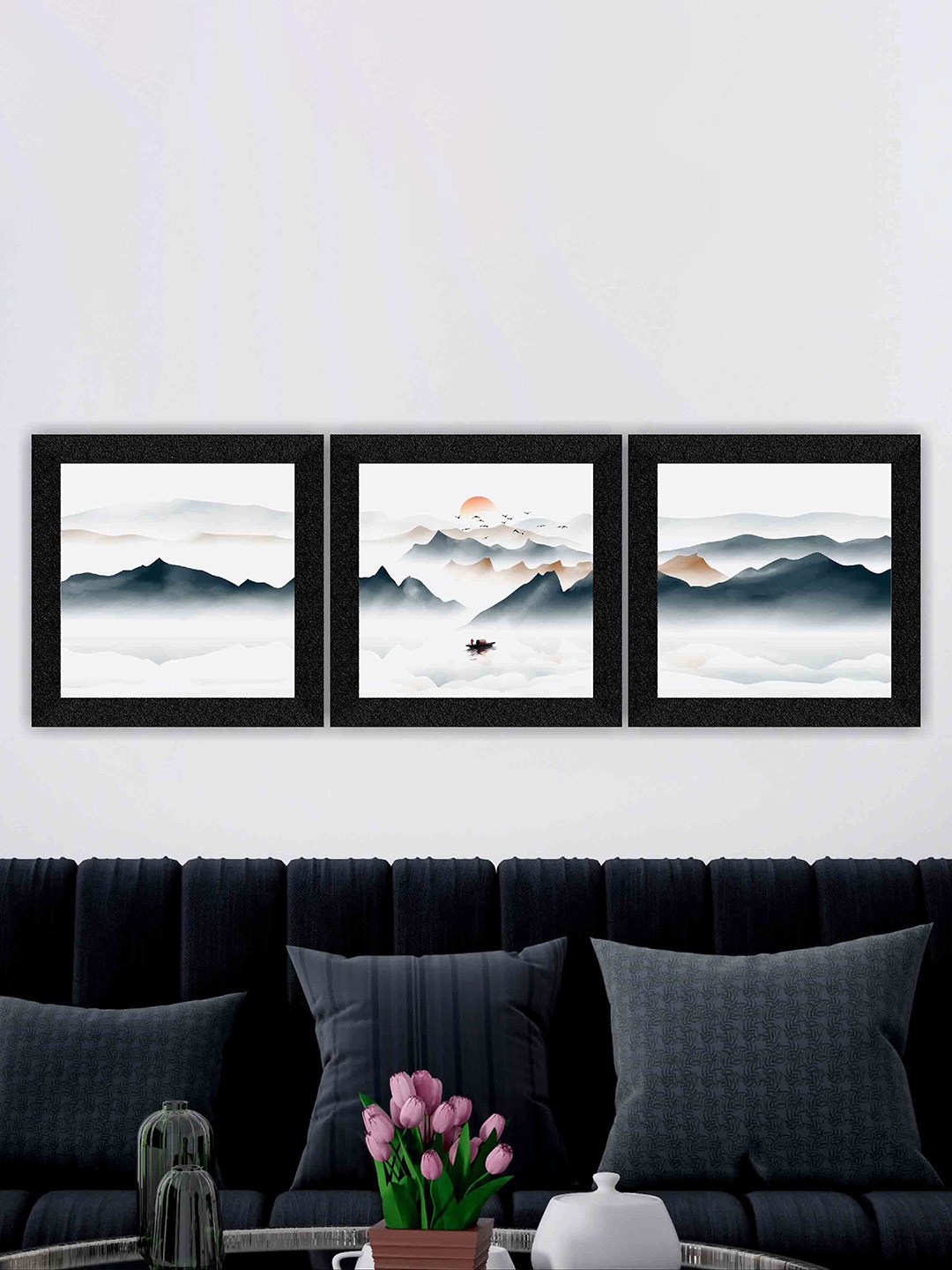 

SAF White & Black 3 Pieces Nature Printed Framed Wall Art