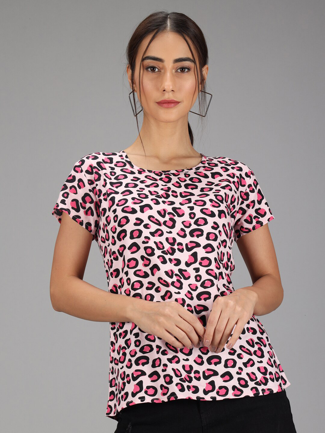 

BAESD Animal Printed Regular Top, Pink